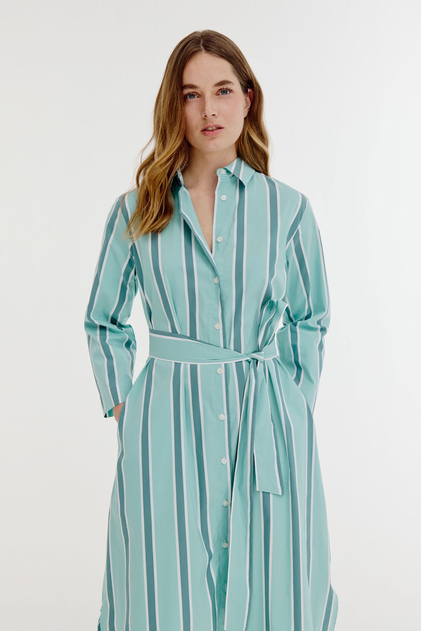 BOUDEWIJN DRESS WASABI GREEN STRIPE 2
