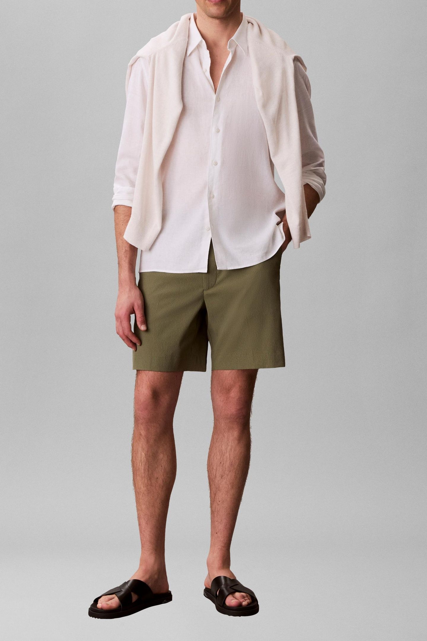 STRAIGHT SEERSUCKER SHORTS DEEP LICHEN GREEN 2