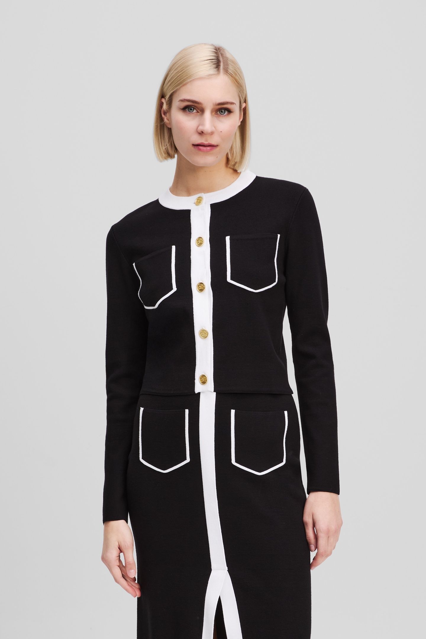 BW KNIT CARDIGAN WHITE/BLACK 1