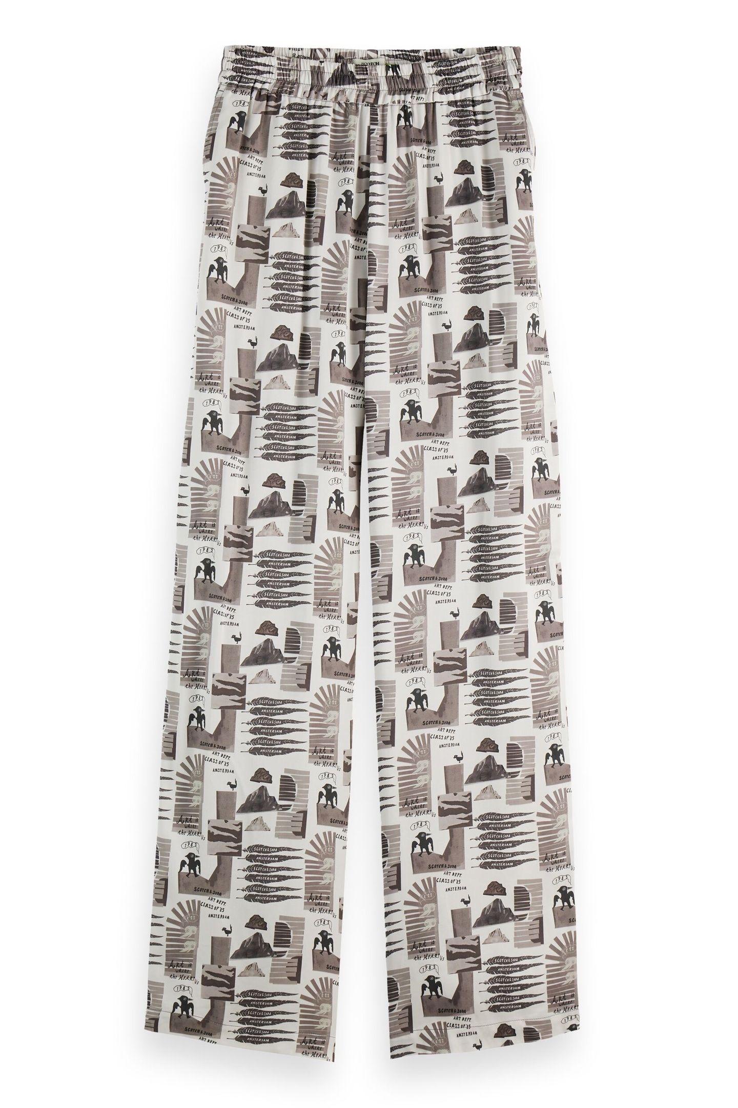 GIA - MID RISE WIDE LEG ELASTICATED TROUSERS ART DEPT COLLAG 8