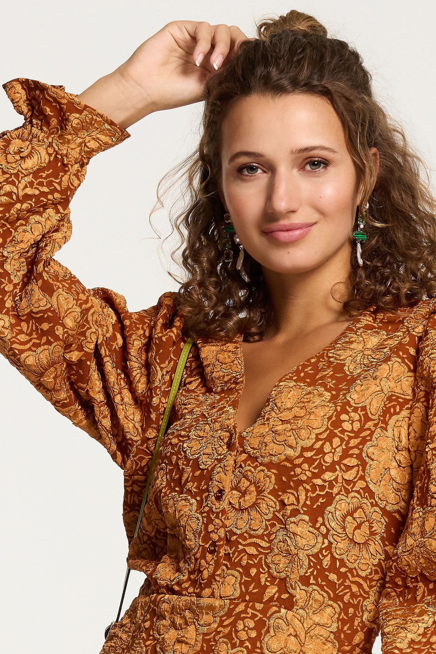 SAO PAULO DRESS FLOWER JAQUARD RUST ORANGE 5