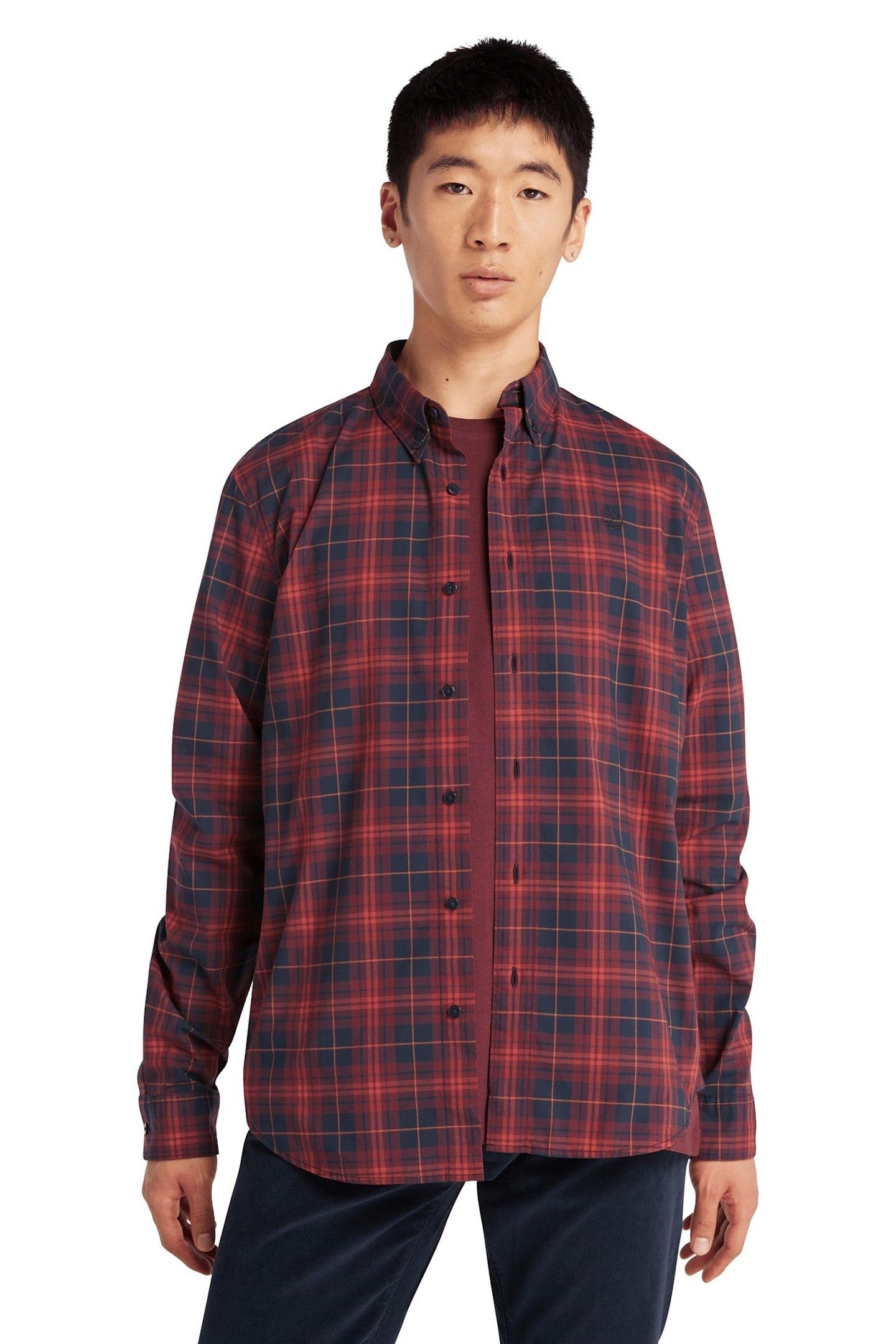 LS STRETCH POPLIN TARTAN SHIRT SLIM PORT ROYALE YD 2