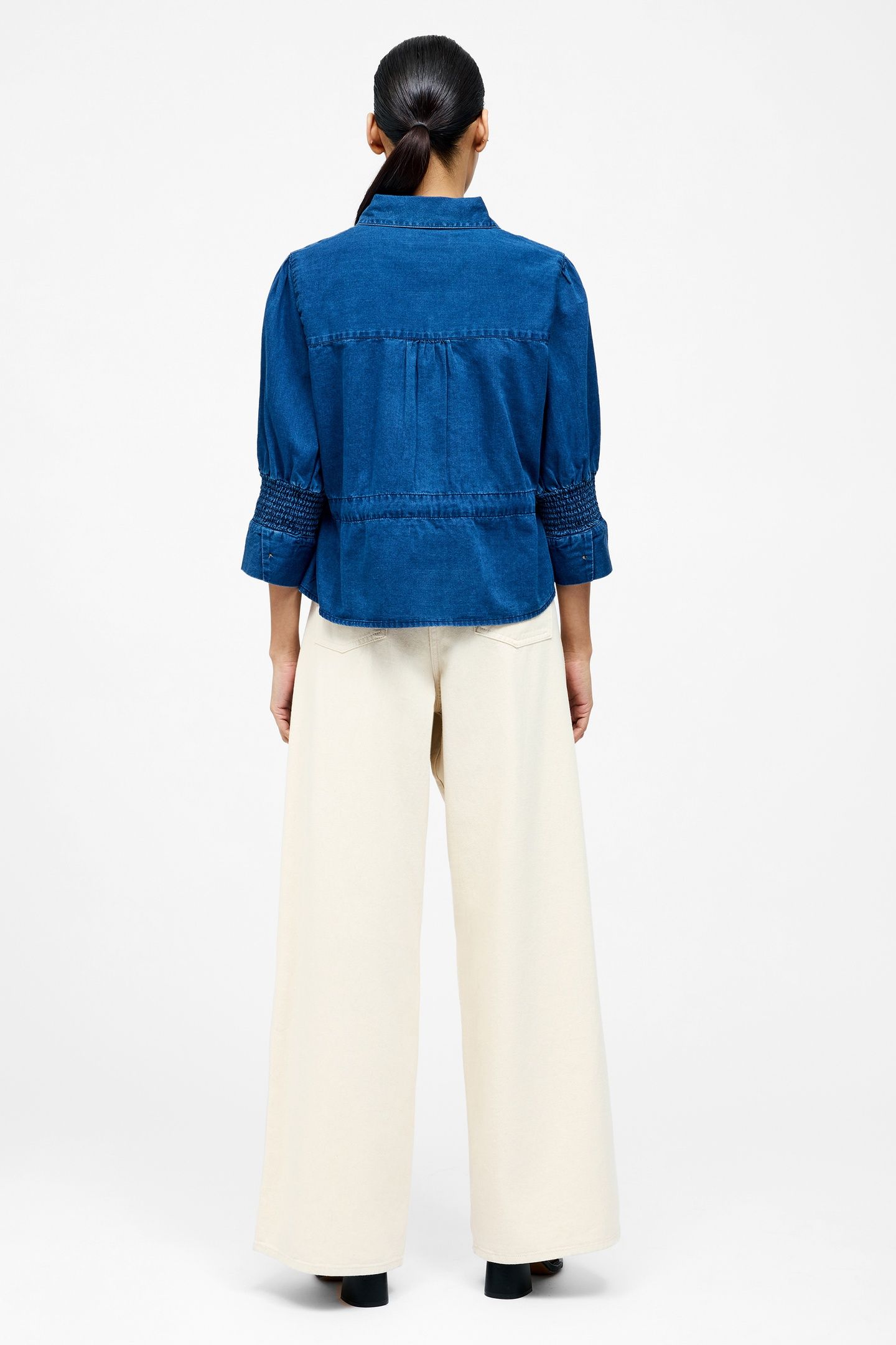 TIE WAIST TOP MIDWASH CHMBRY 4