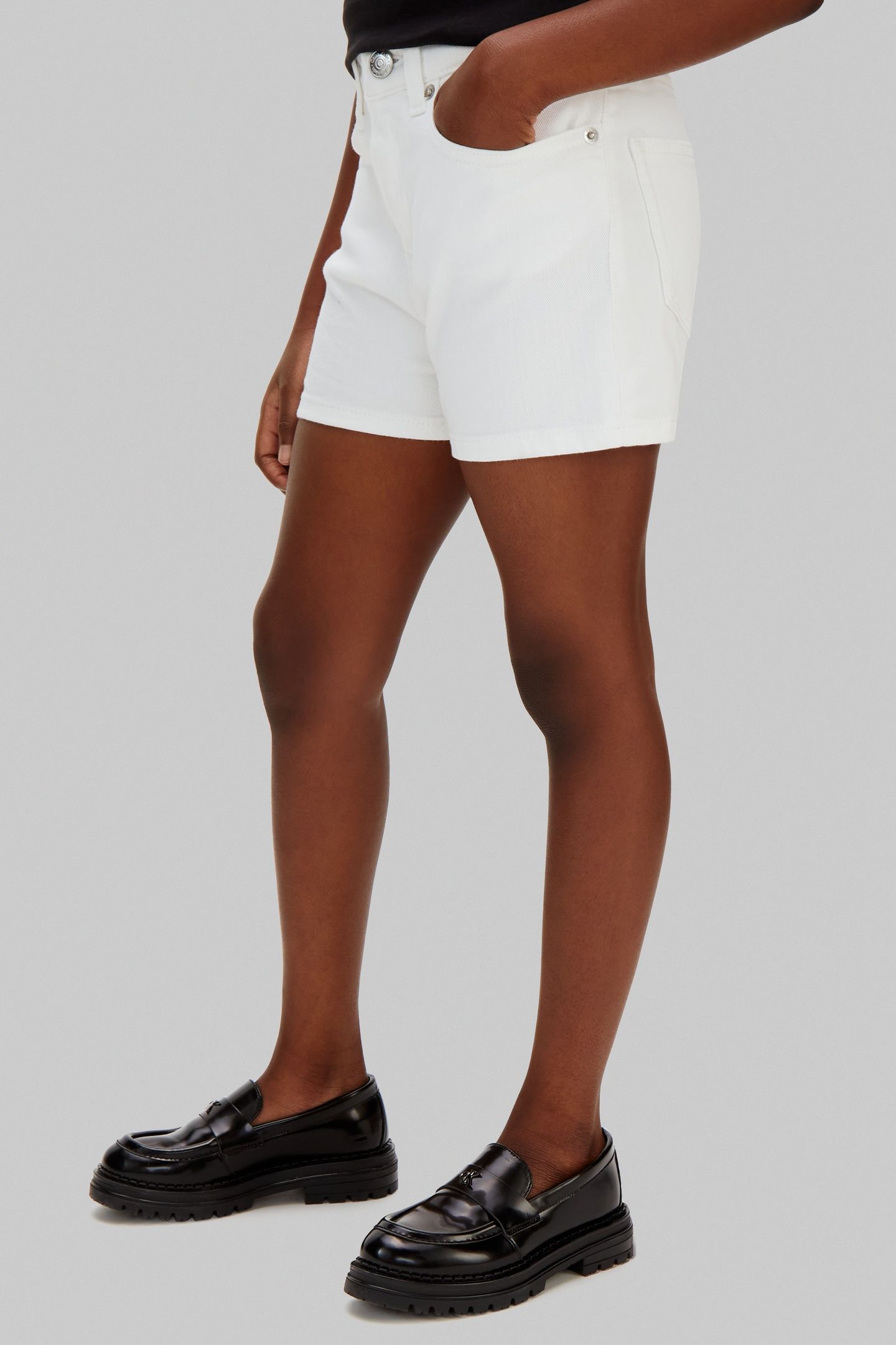 GIRLS HR RELAXED DENIM SHORTS WHITE 3