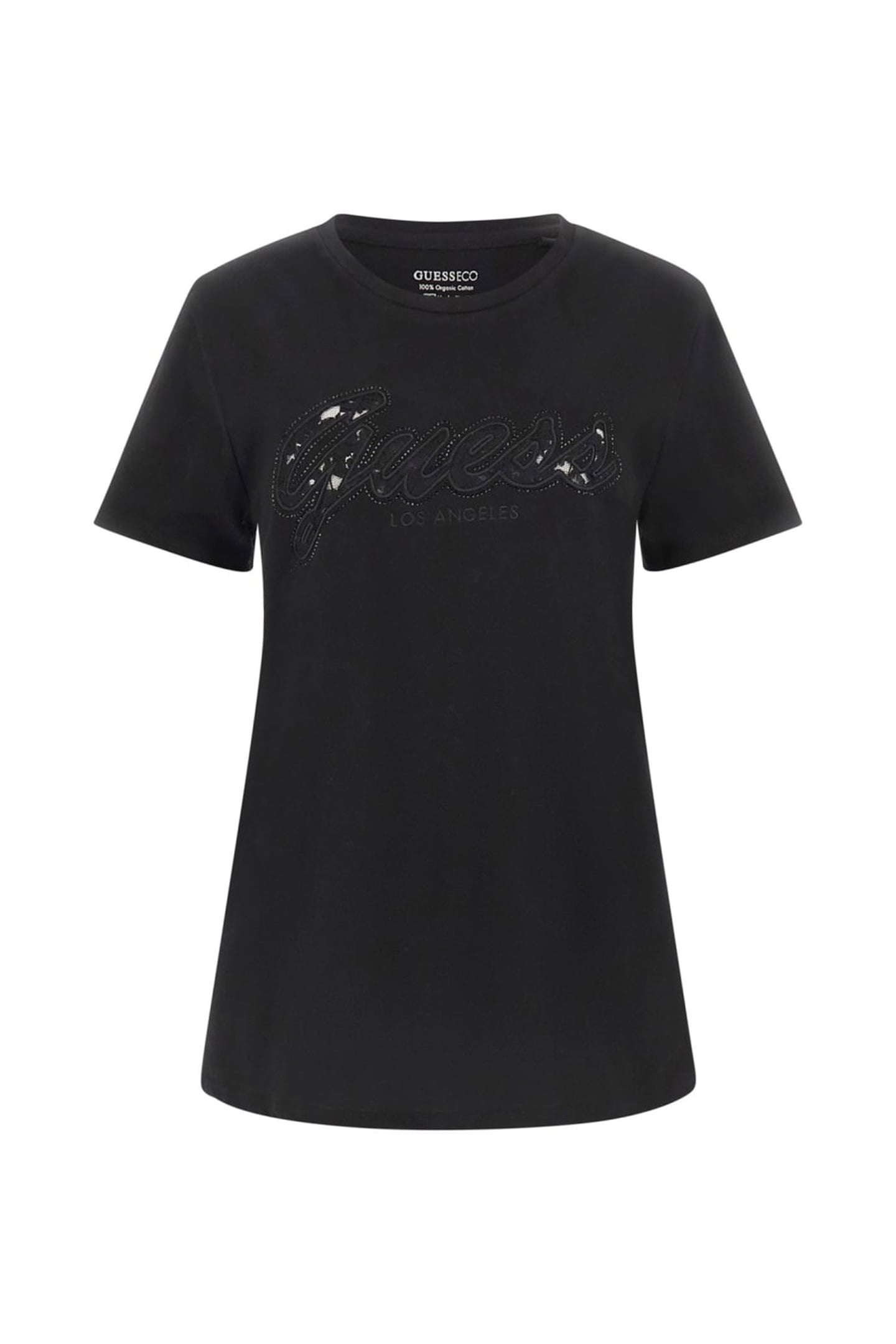GUESS ECO SS SCRIPT LACE LOGO JET BLACK A996 4