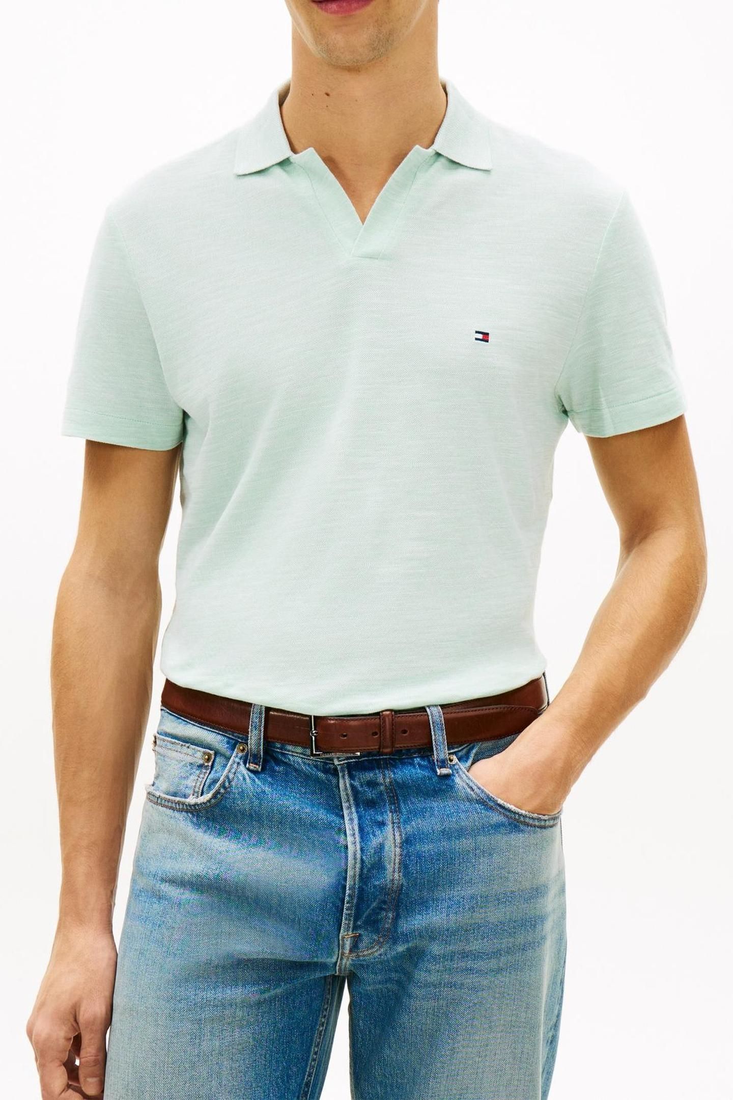 SLUB OXFORD PIQUE POLO CRUSHED MINT/WHITE 1