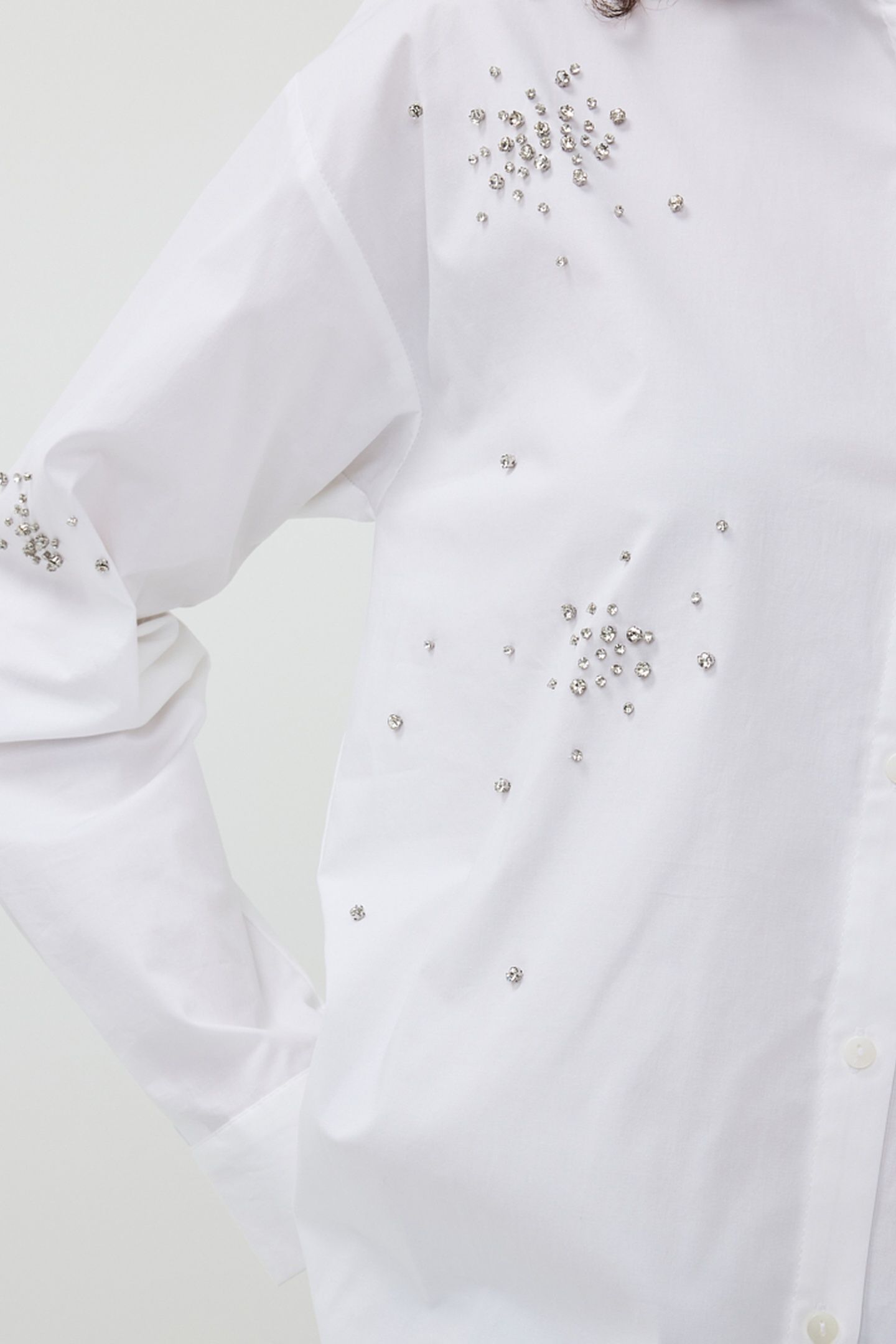 BLOUSE POPLIN RHINESTONES OFF WHITE 7