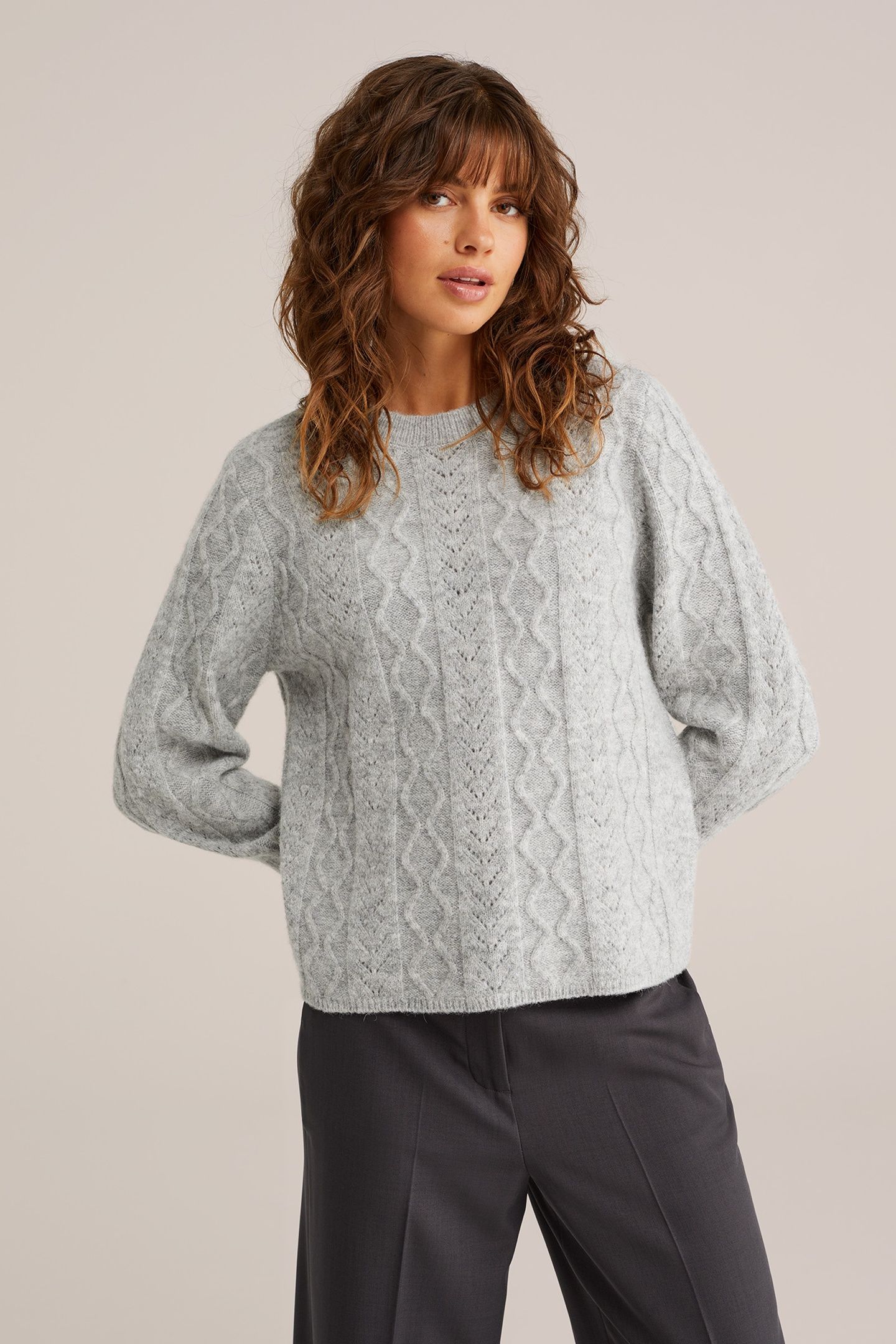 KNITTED PULLOVER LIGHT GREY 1