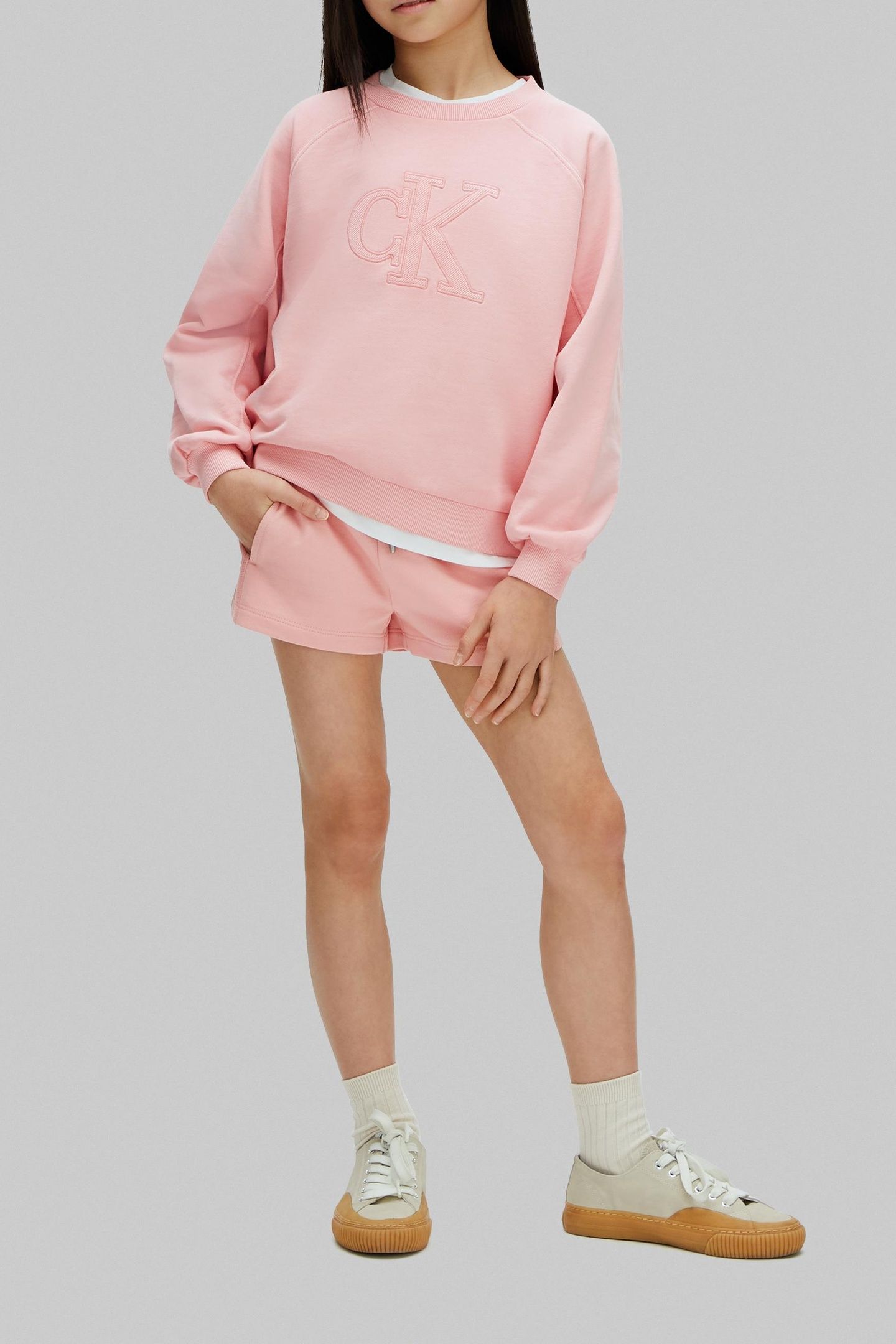GIRLS CK FRENCH TERRY SHORTS QUARTZ PINK 2