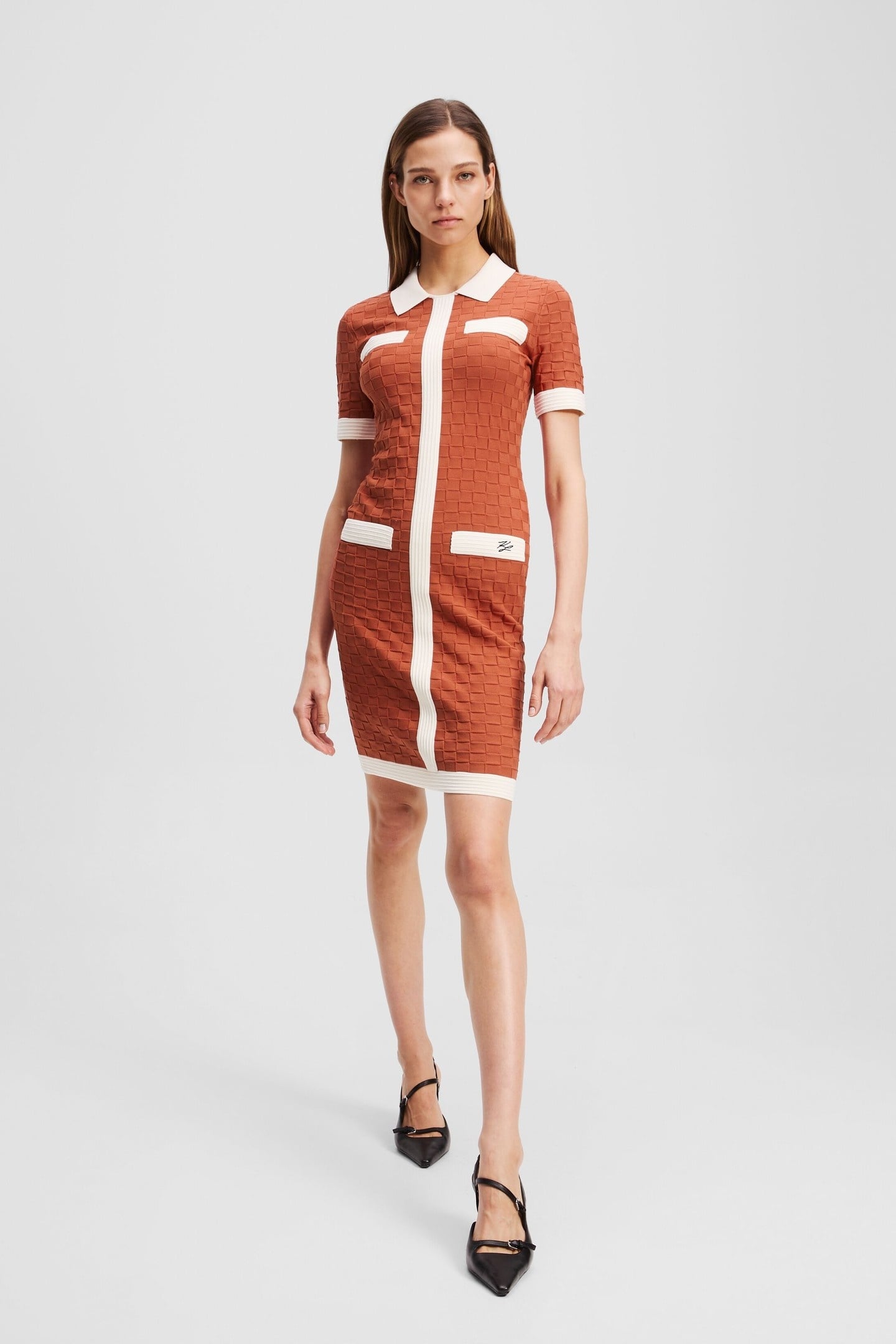 POLO CONTRAST KNIT DRESS CINNABAR 3