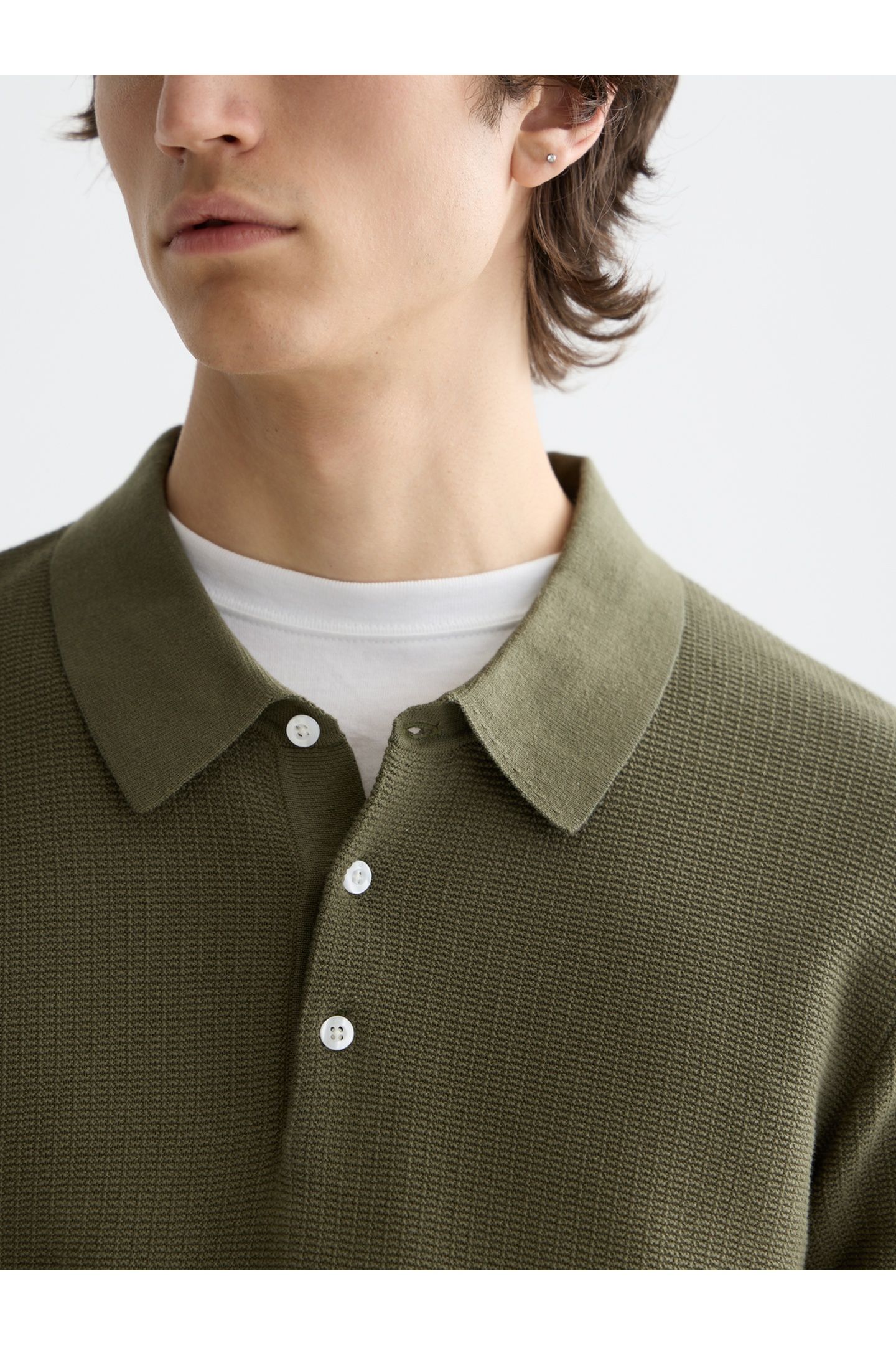 STRUCTURED KNITTED REGULAR-FIT POLO OLIVE NIGHT 6
