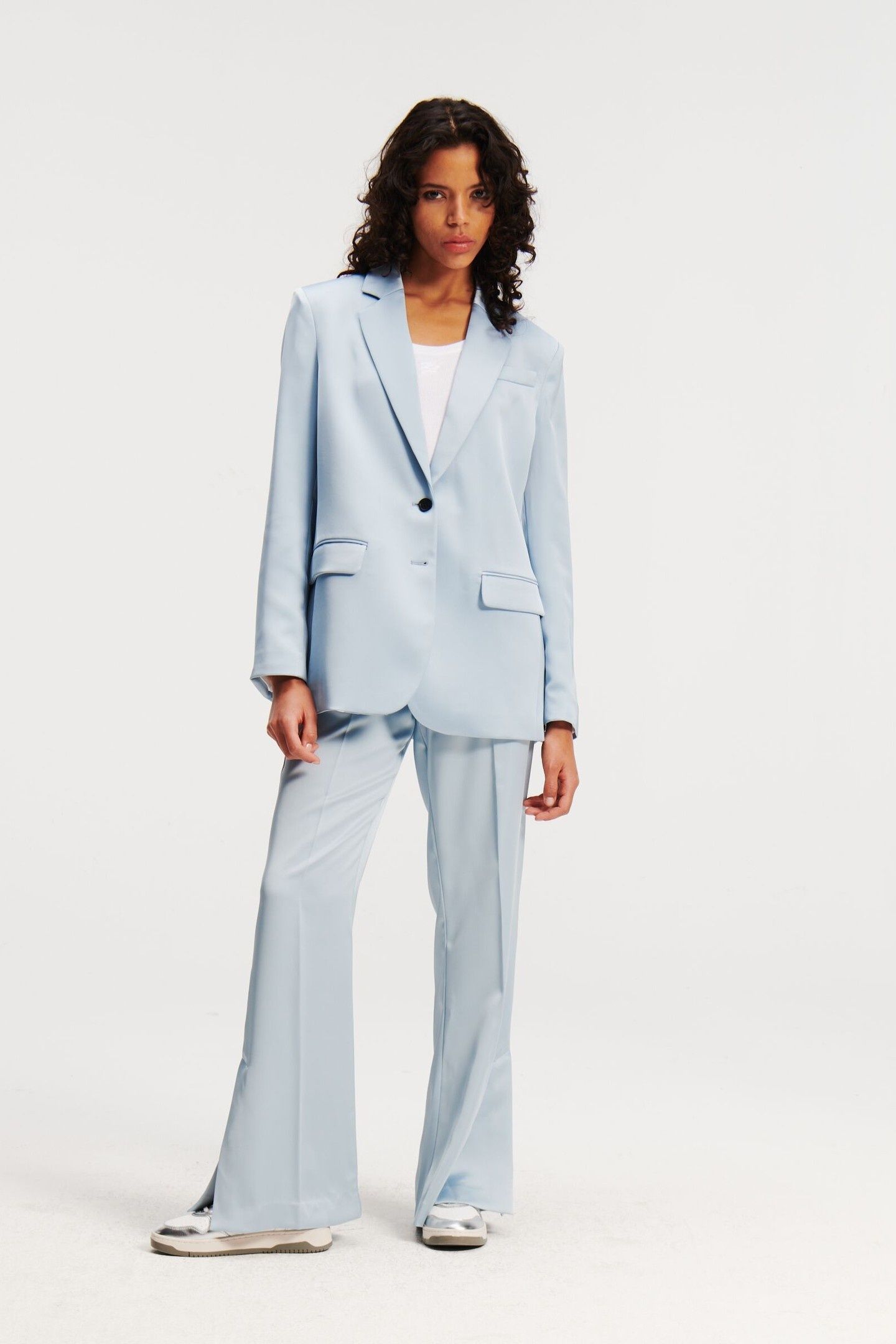 FLUID SATIN TAILORED BLAZER CASHMERE BLUE 6
