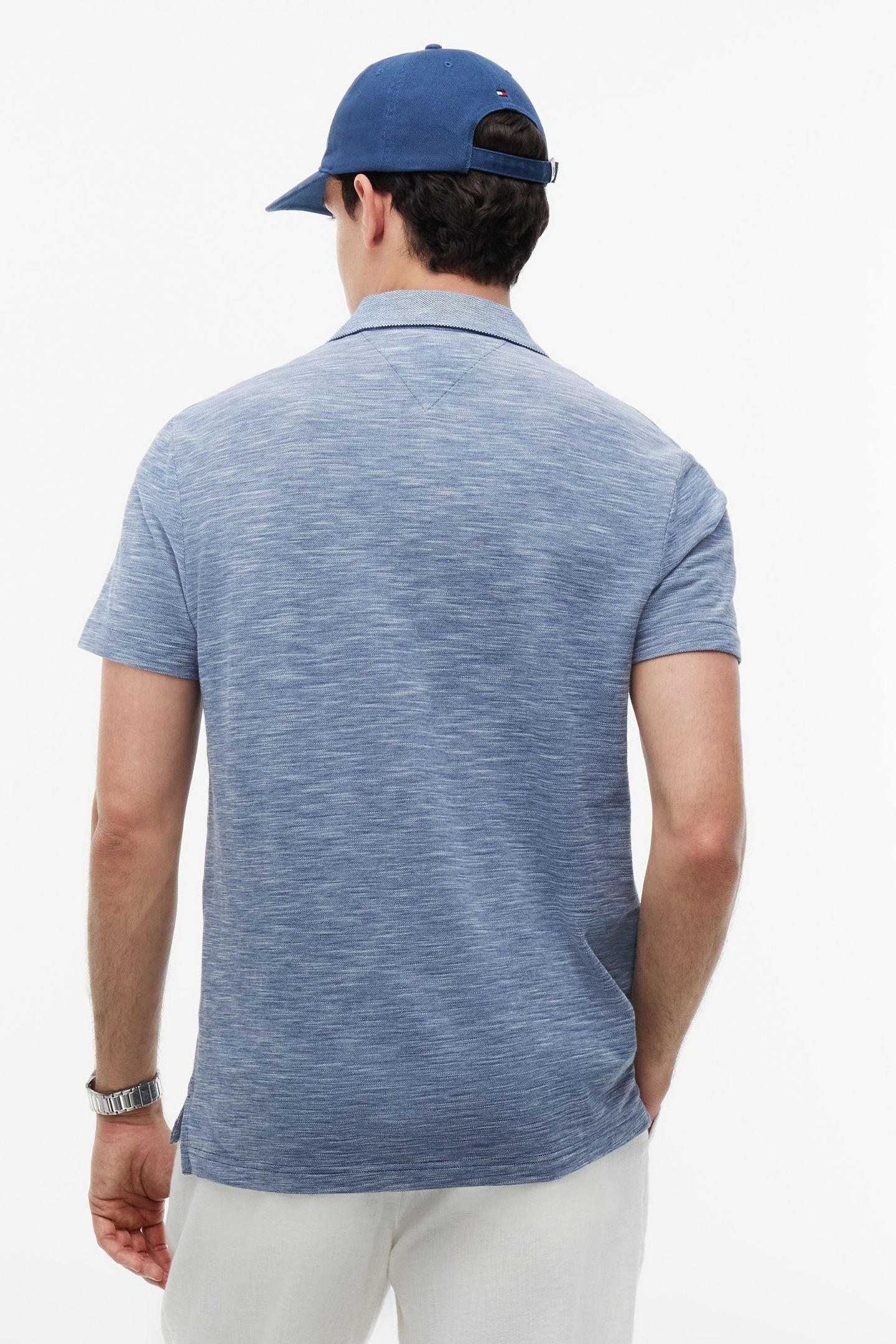 SLUB OXFORD PIQUE POLO BLUE JEAN/WHITE 2