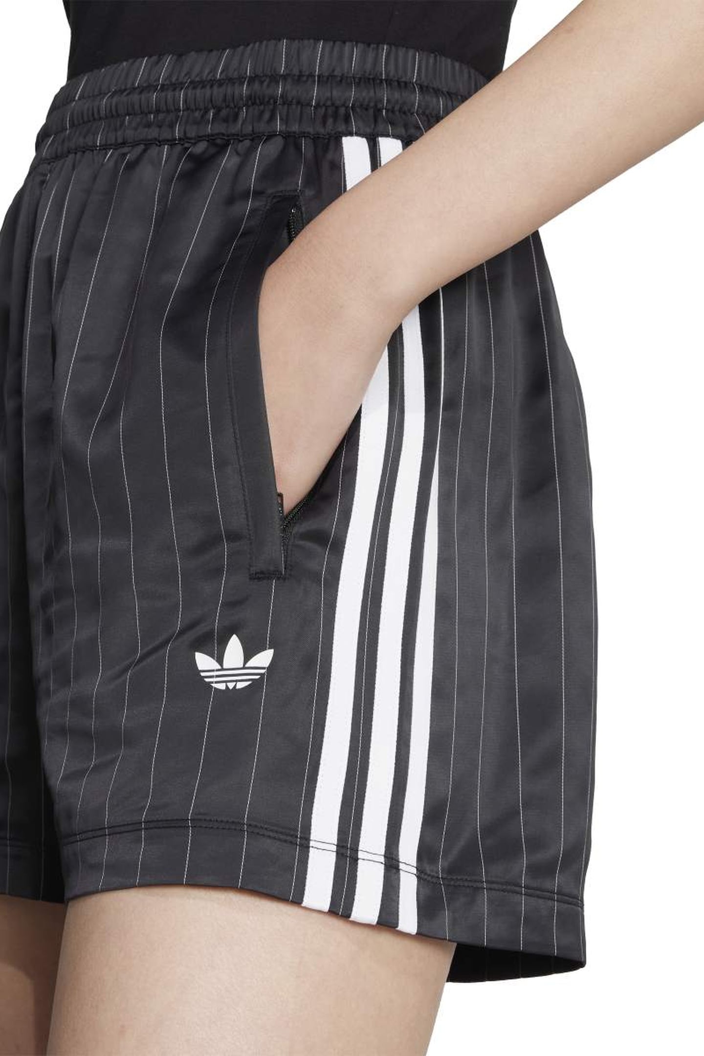 ORIGINALS ADIDAS ORIGINALS PIN-STRIPE SATIN SHORTS BLACK 5