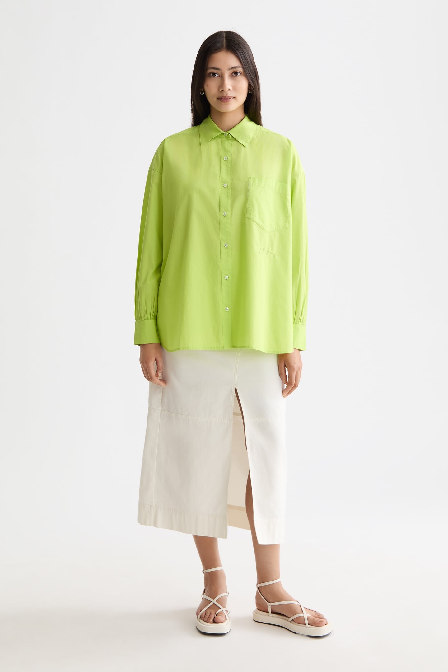 WORKWEAR MIDI SKIRT WITH FRONT SLIT EGGNOG 1