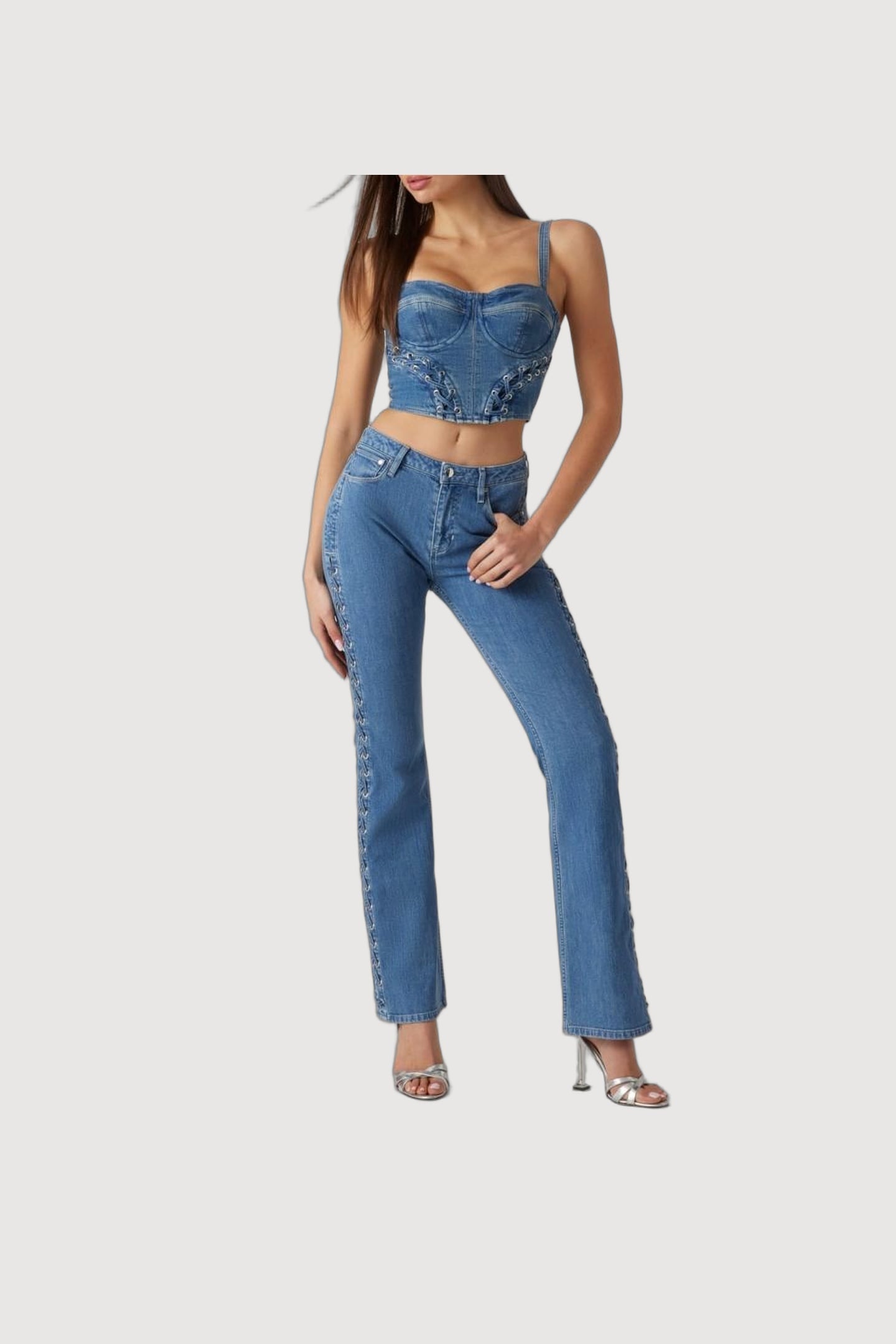 GUESS ECO SEXY FLARE LACE UP LACE UP BLUE 1
