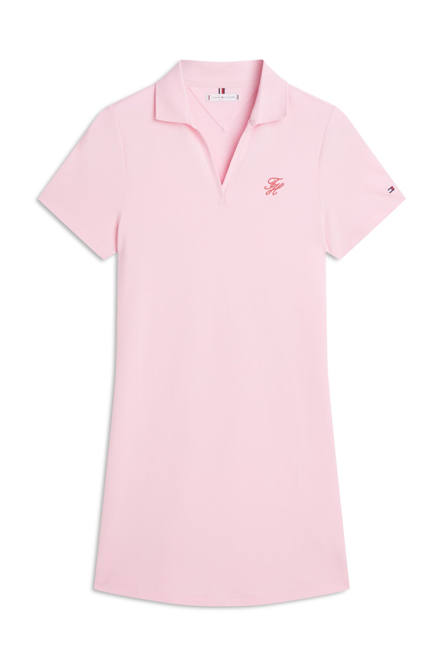 TH SCRIPT OPEN-NECK POLO DRESS CLASSIC PINK 4