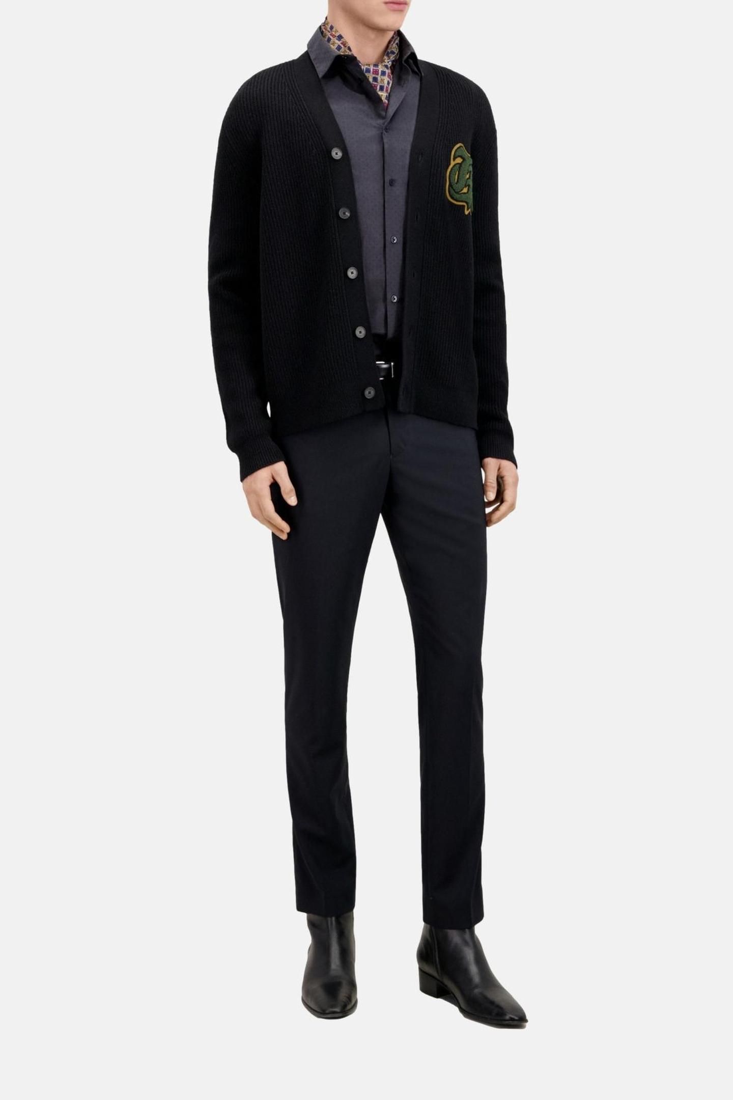CARDIGAN WITH LOGO PATCH BLACK 2
