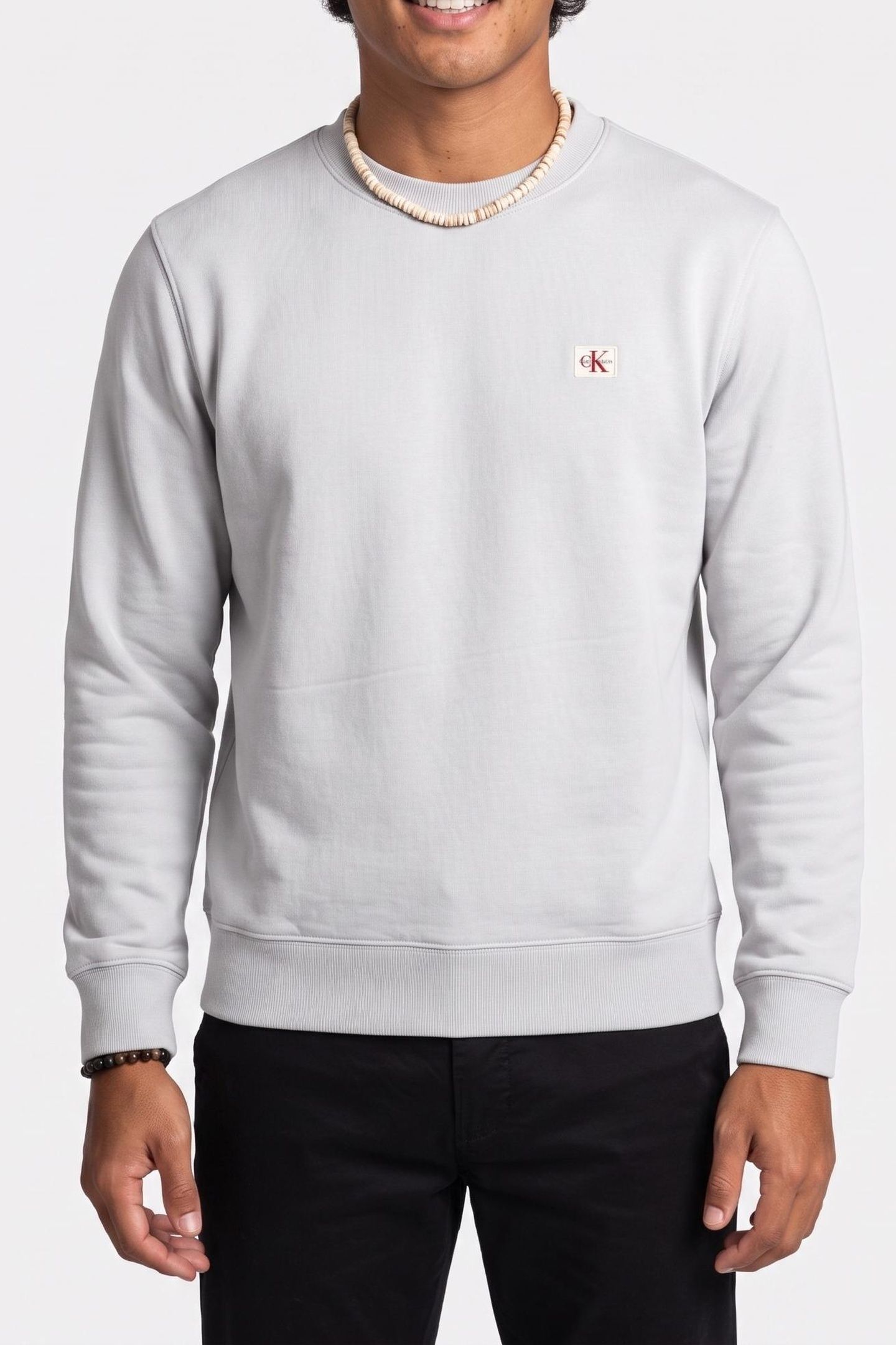 CLASSIC LONG SLEEVE 350GSM TERRY WOVEN LABEL MARBLE GRAY 1