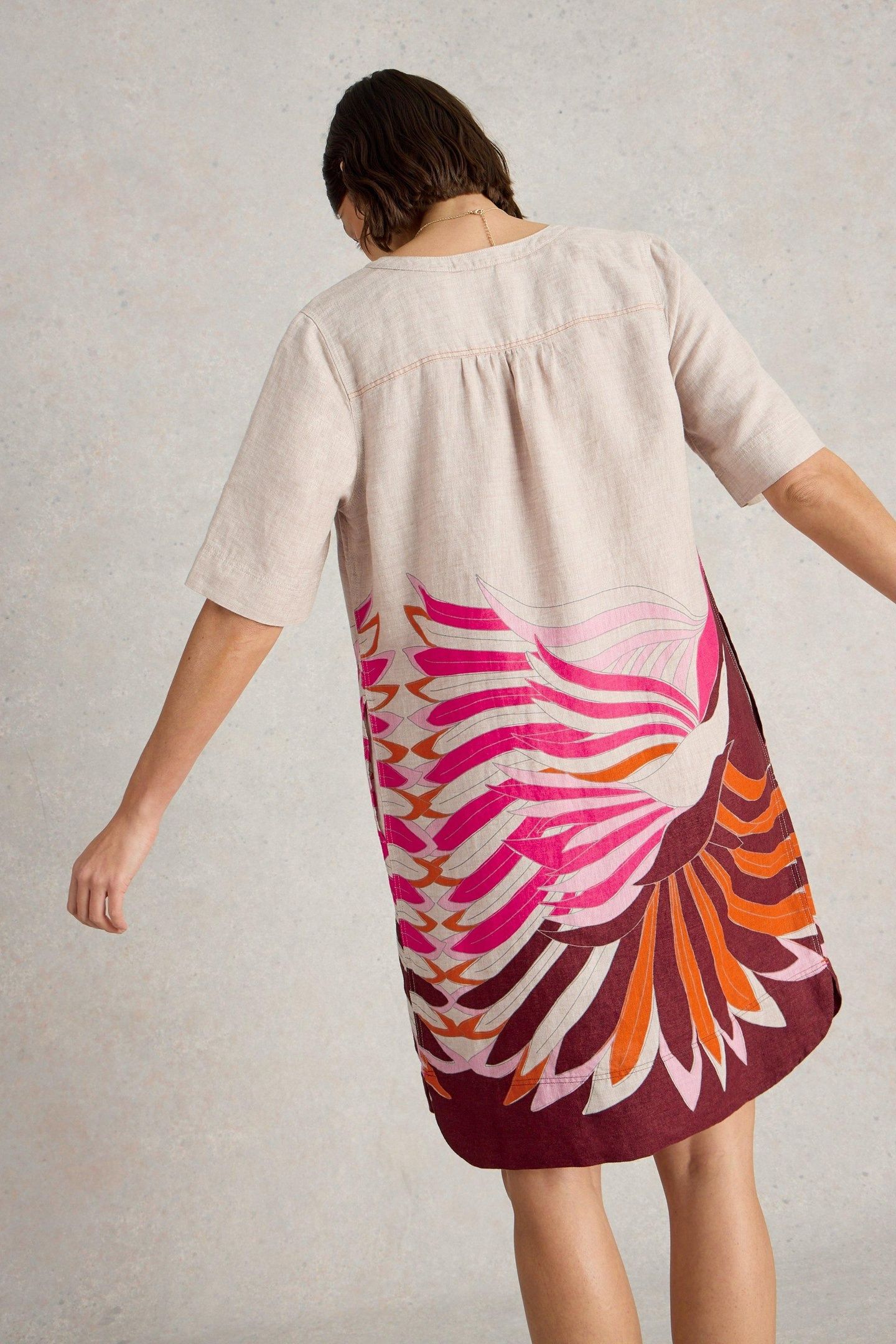 JUNE LINEN DRESS NATURAL PRINT 2