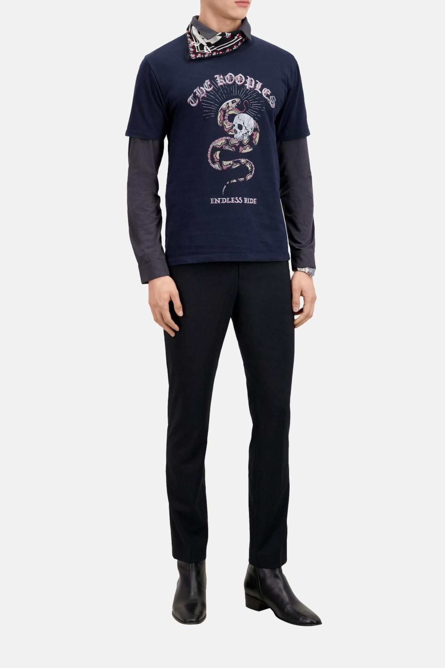 SHORT-SLEEVED T-SHIRT WITH SNAKE PRINT WASHED NAVY 1