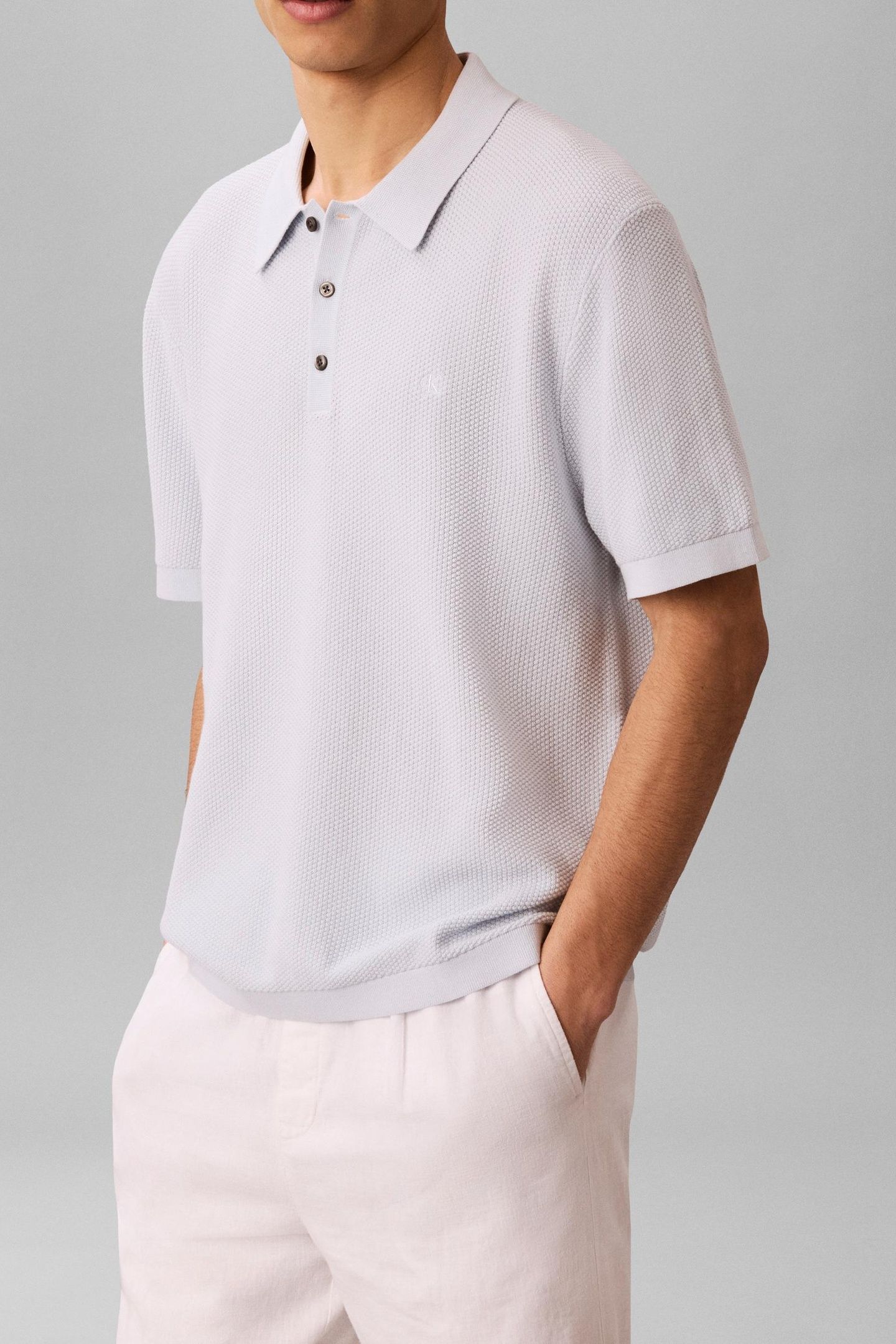 SS TEXTURED COTTON POLO SWEATER PLEIN AIR 2