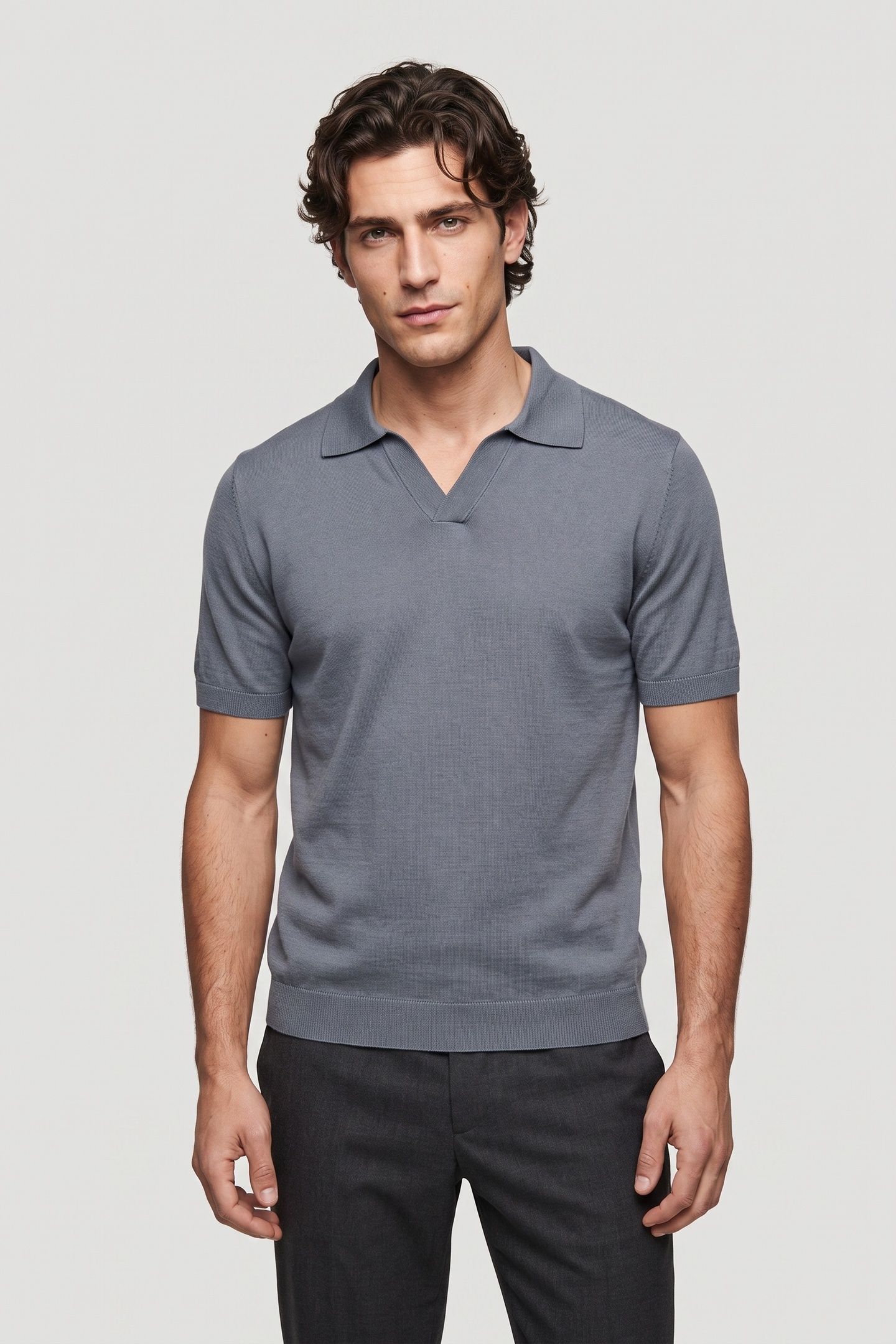 TERMEZ COTTON LINEN POLO BLUE 1