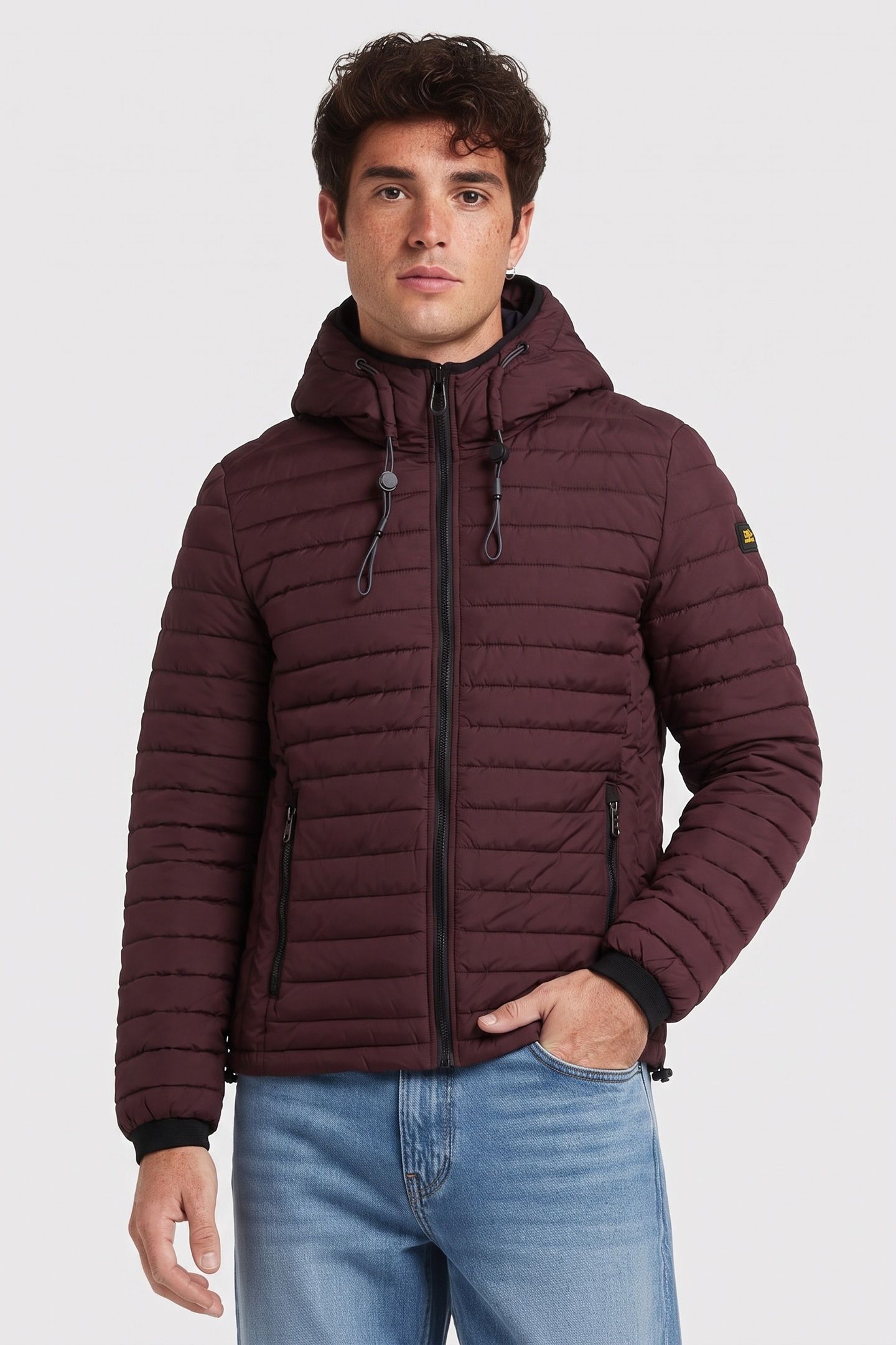 JACKET HOODED SHORT FIT PADDED AUBERGINE 1