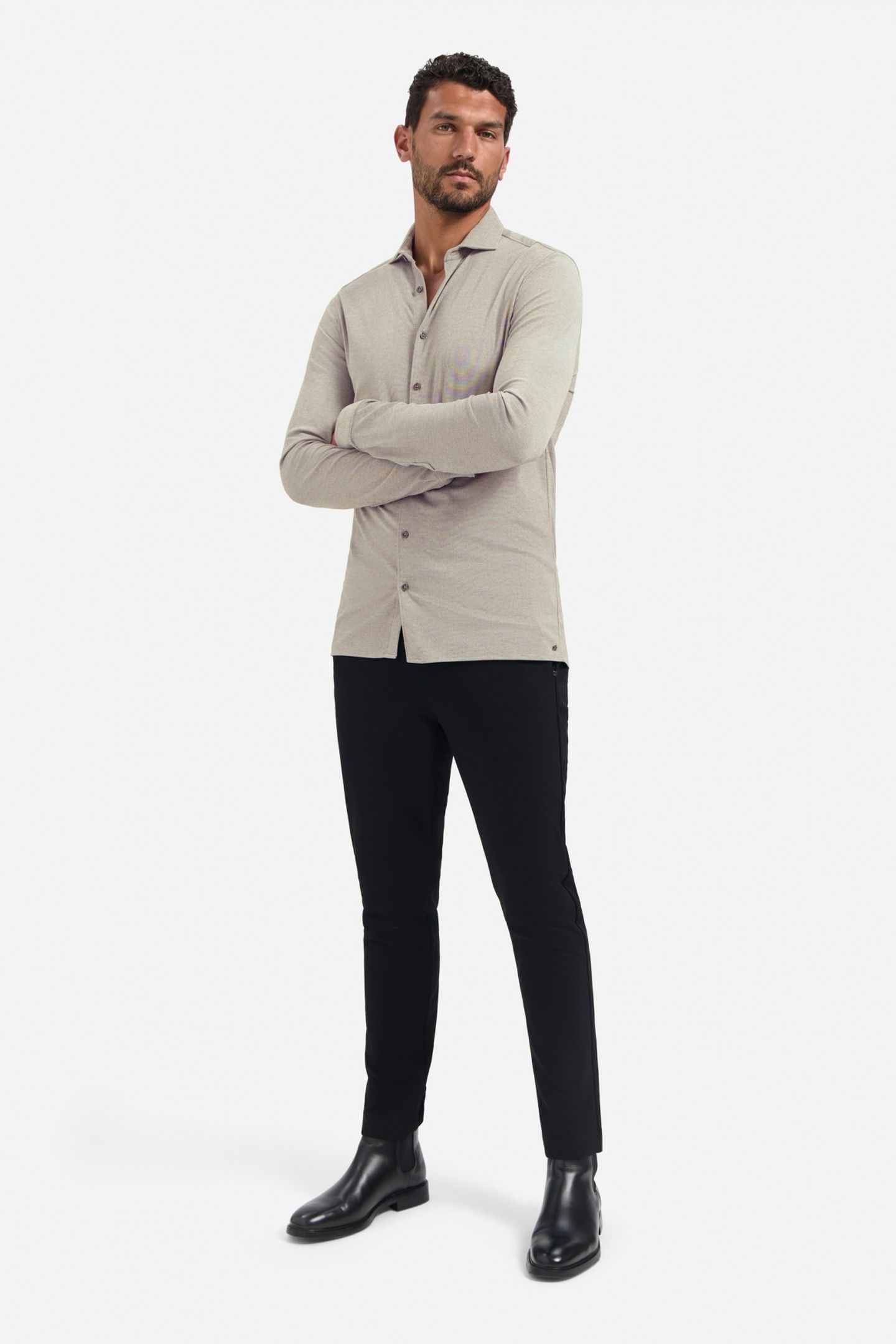 SHIRT JERSEY MELANGE STRETCH CLAY 3