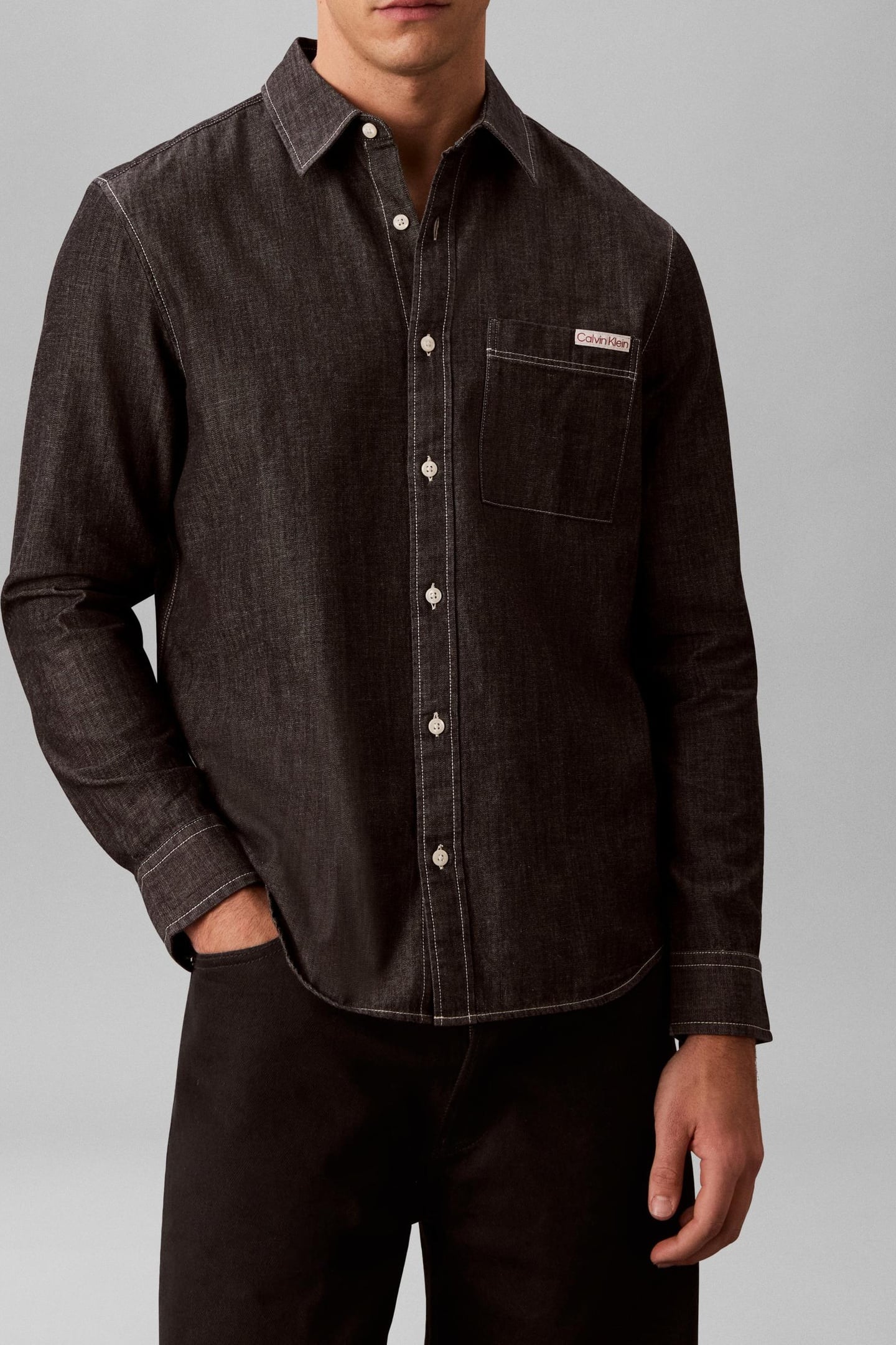 LONG SLEEVE CHAMBRAY CLASSIC SHIRT BLACK 1