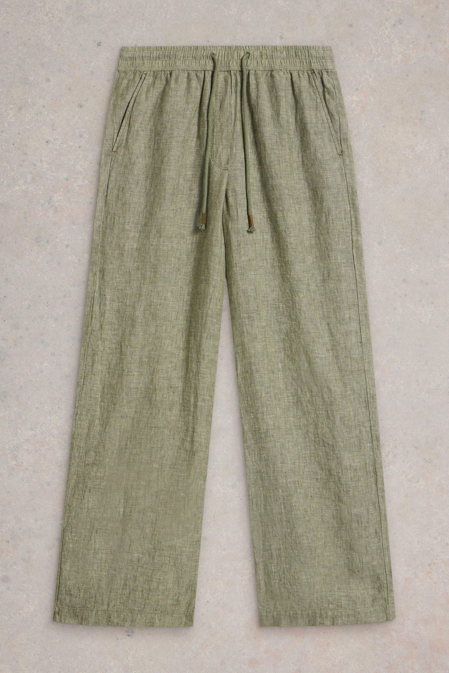 BELLE LINEN WIDE LEG TROUSER MID GREEN 4