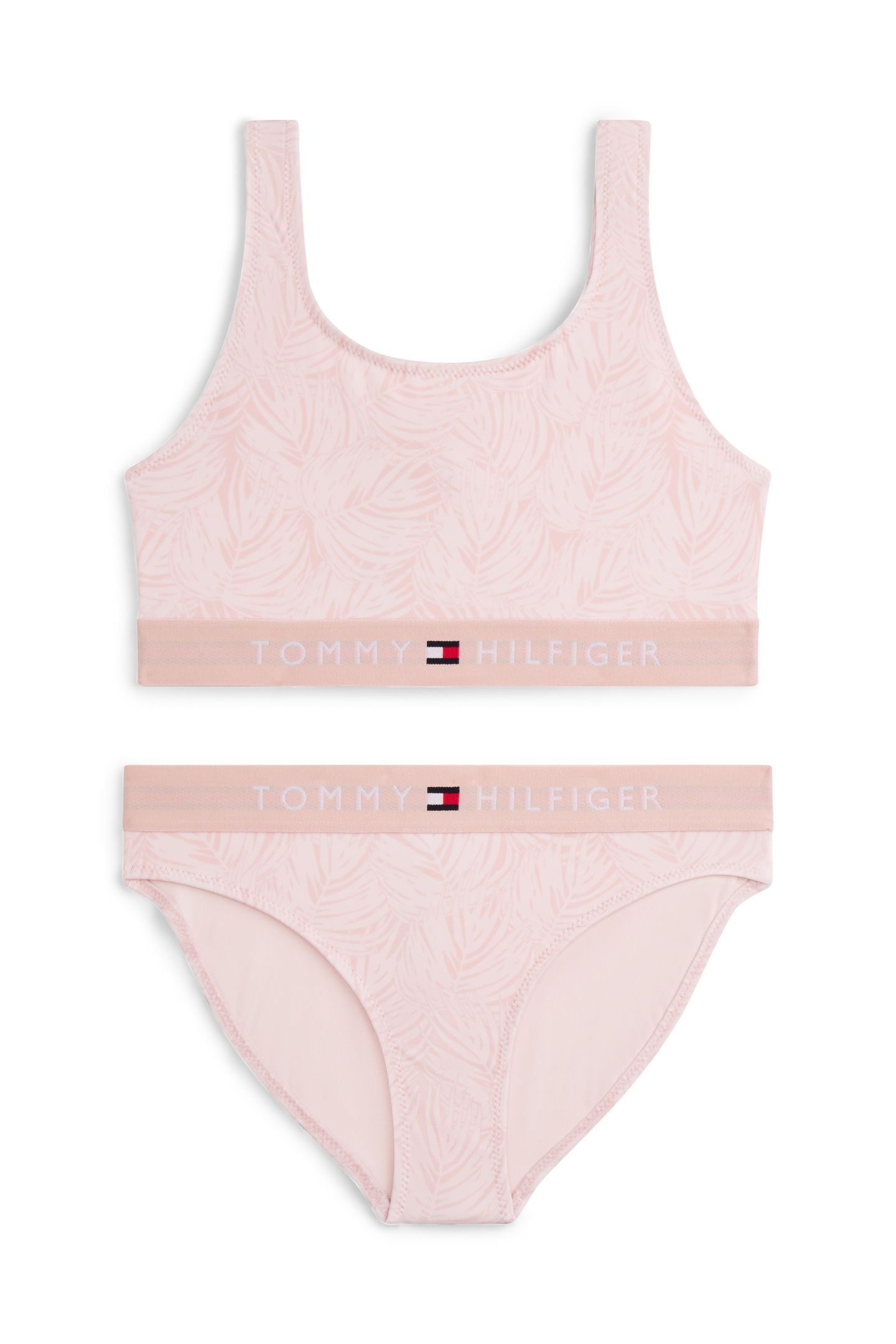 GIRLS BRALETTE SET PRINT PALM LEAF PINK 1