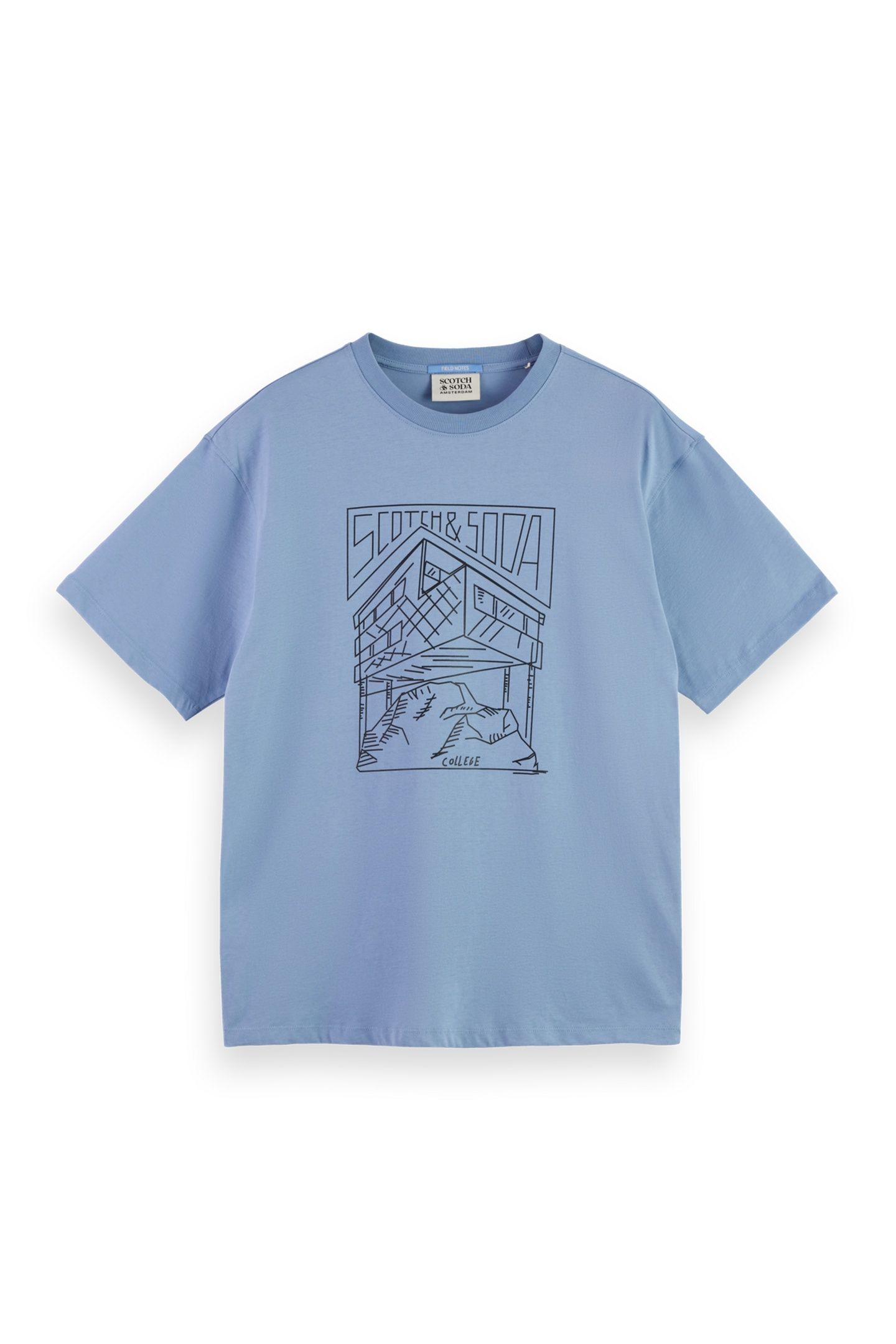 RELAXED FIT SCOTCH & SODA LOGO T-SHIRT FADED DENIM 5