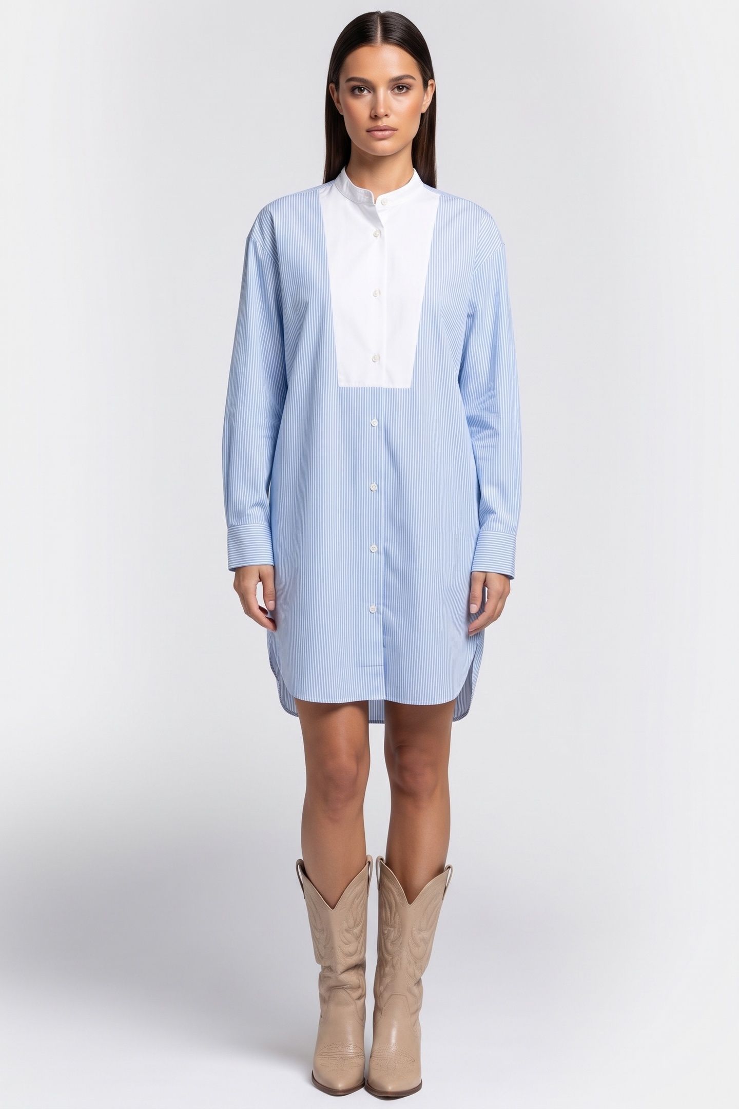 GENEVA TUX SHIRT DRESS BLUE 1