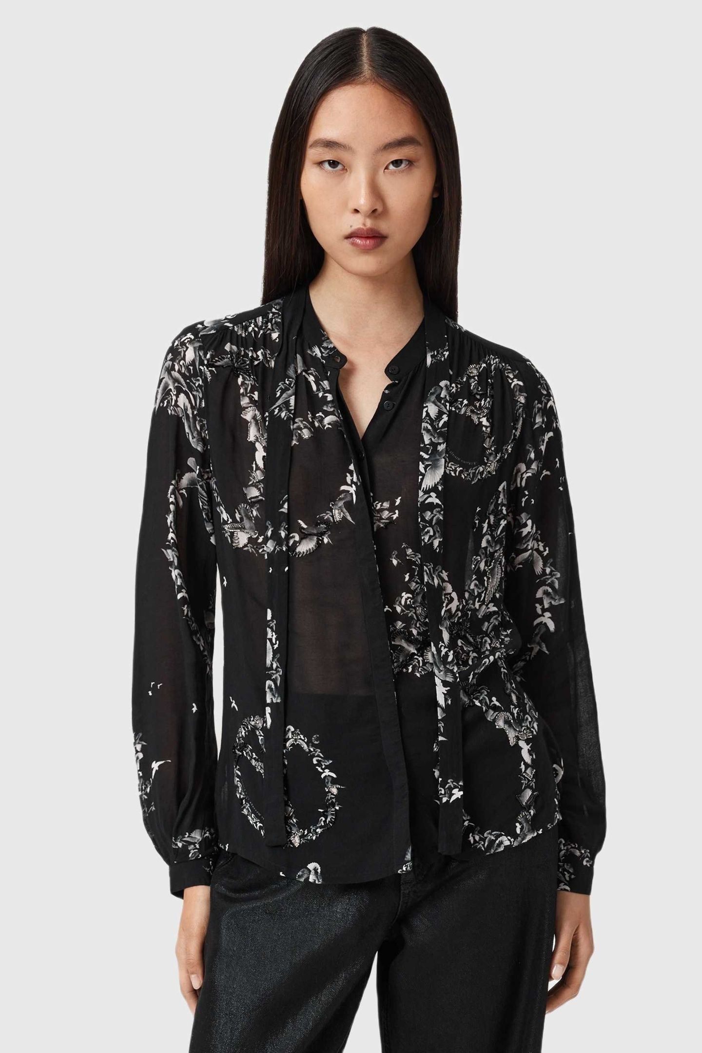 HILDA EMB SHIRT FLIGHT BLACK 1