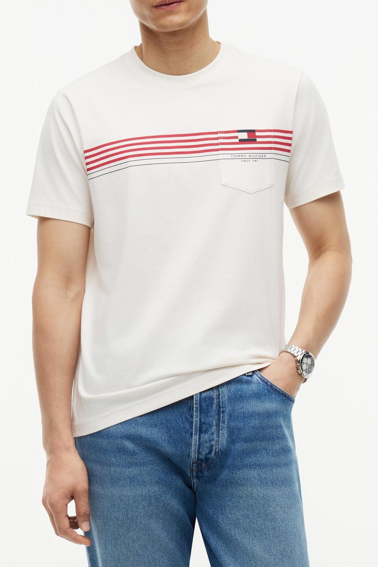 RWB PLACED STRIPE REGULAR FIT IVORY PETAL 1