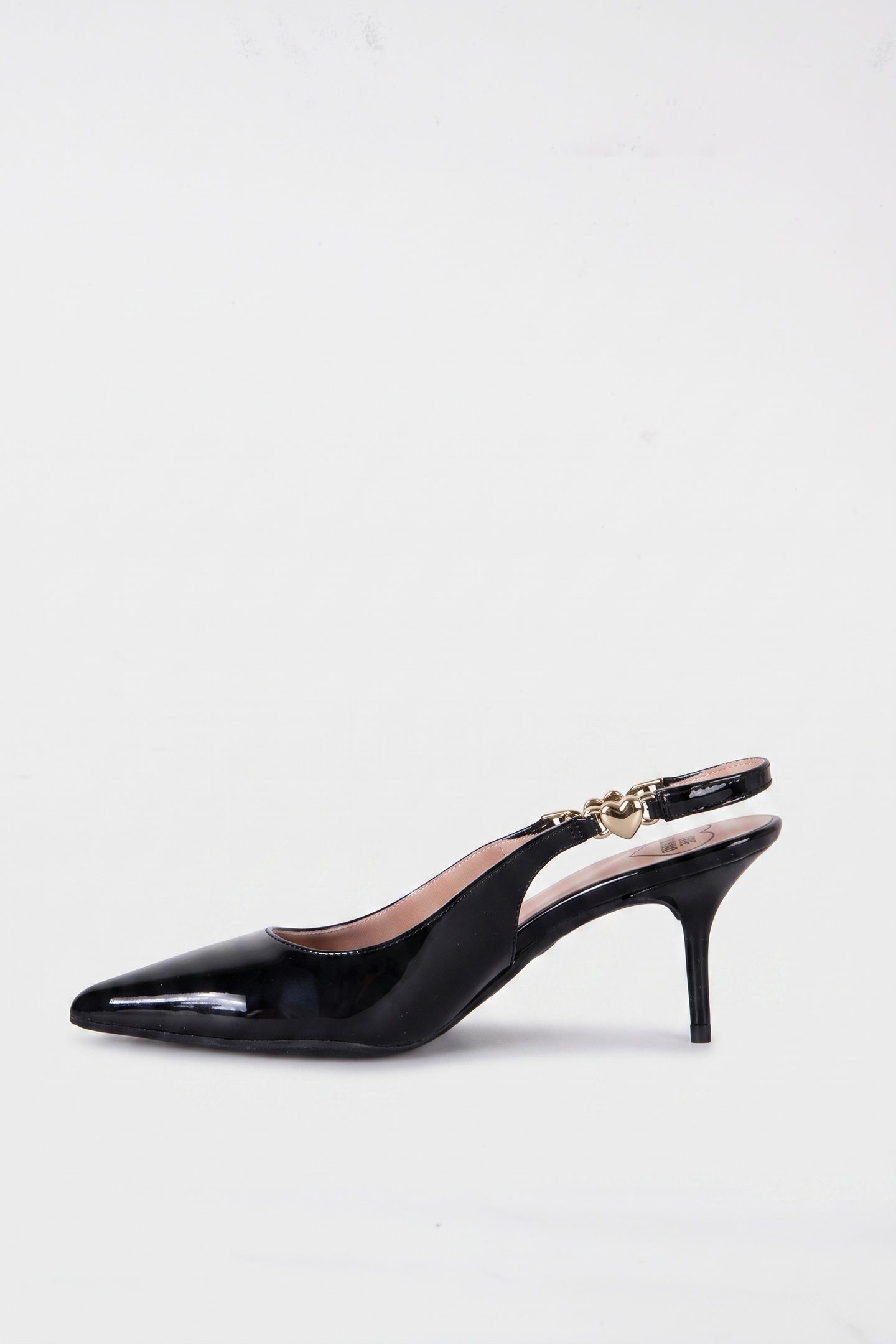 LOVE CHAIN STRAP PATENT LEATHER SLINGBACKS BLACK 2