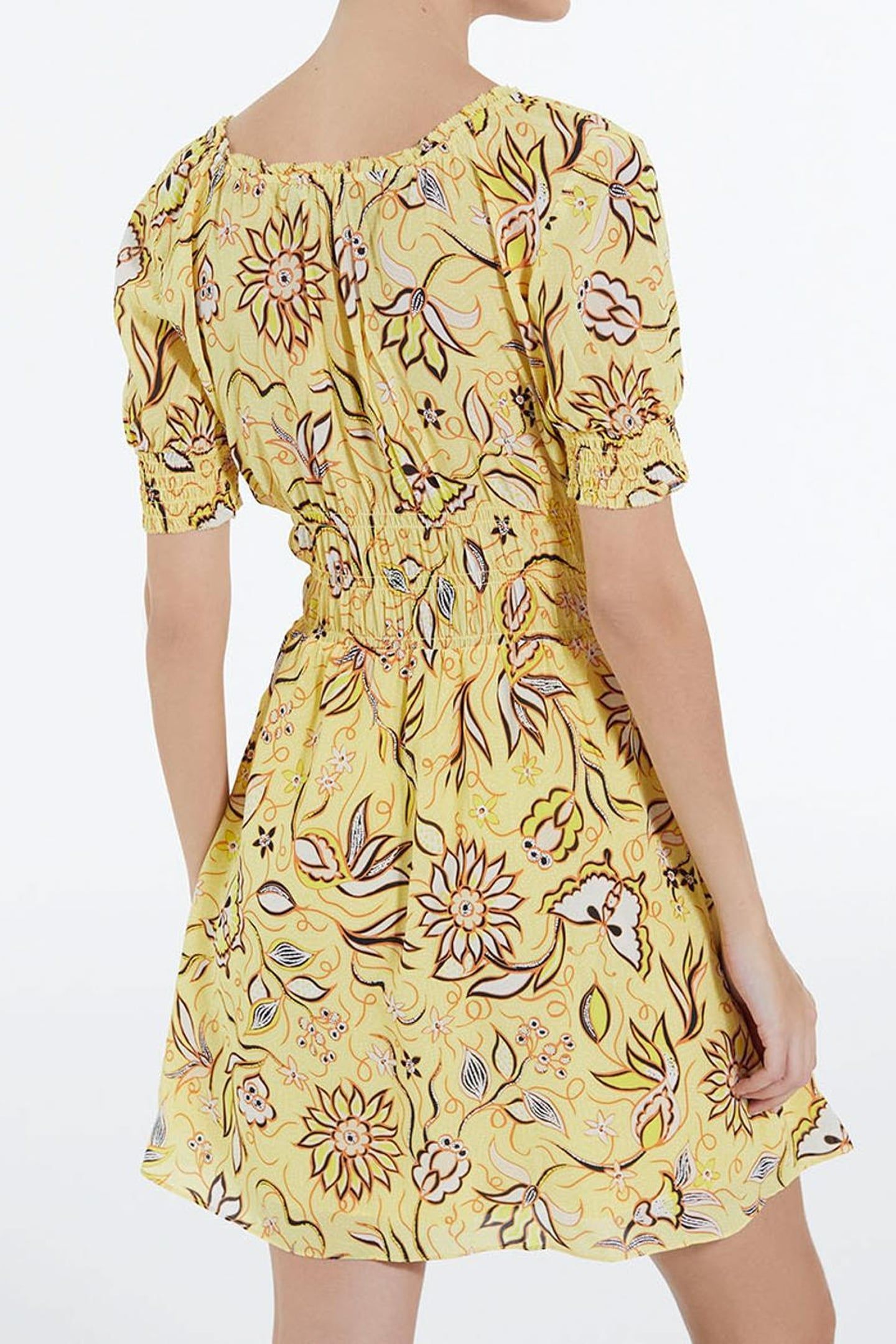 SHORT PUFFY SLEEVE DRESS YELLOW 3
