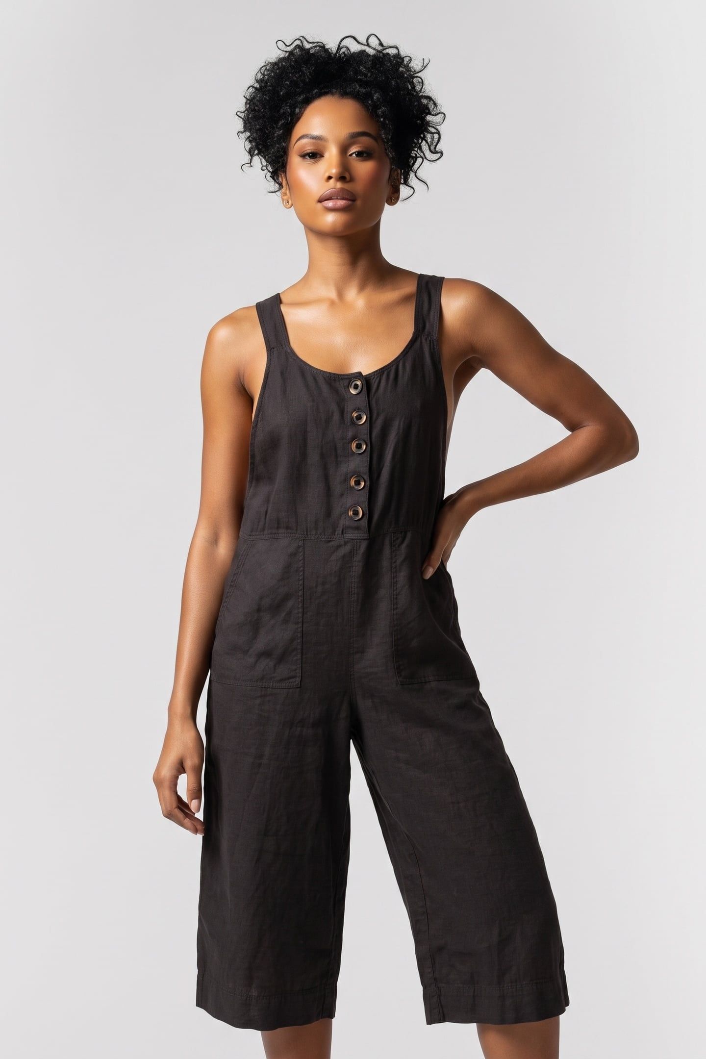 VIOLA LINEN DUNGAREE PURE BLACK 1