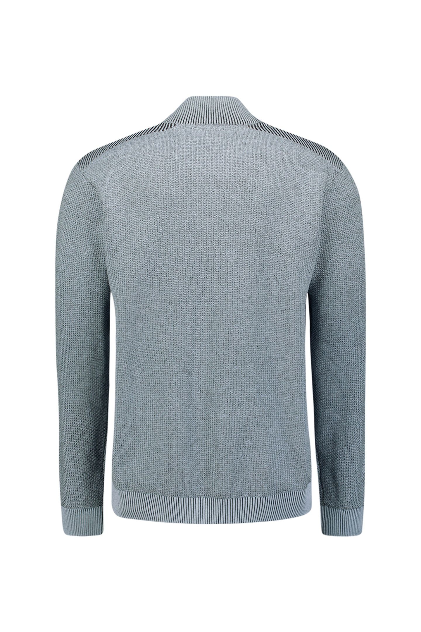 PULLOVER HALF ZIP PLATED STRUCTURE KNIT DUSTY BLUE 5