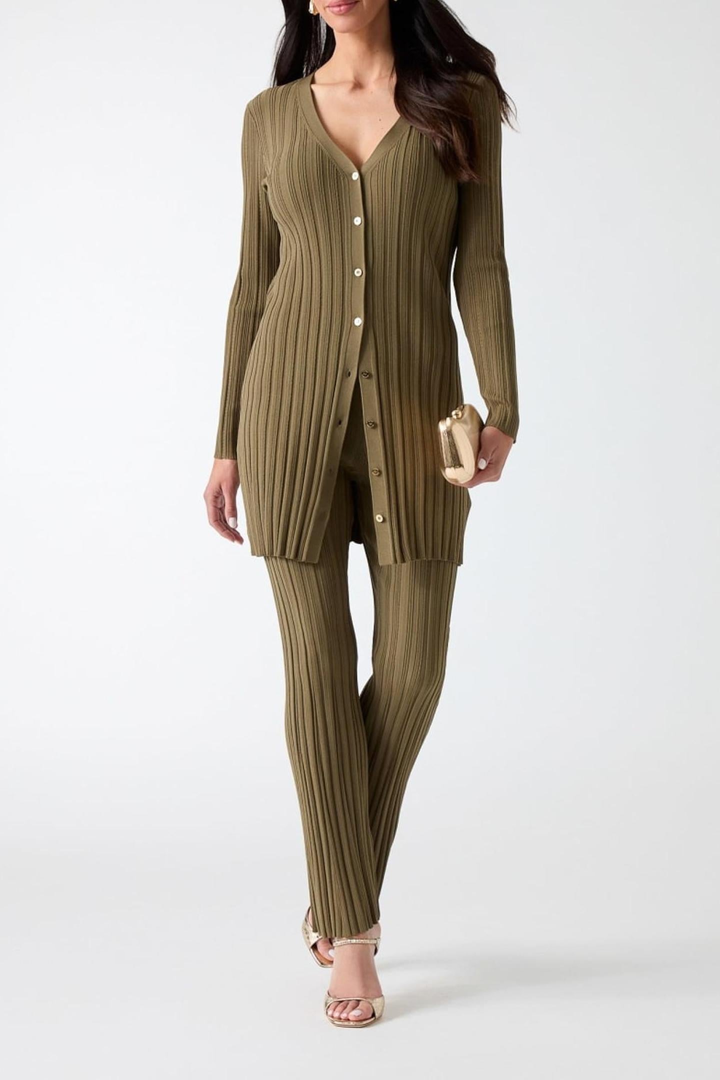 GIADA LONG CARDIGAN ARMY OLIVE 1