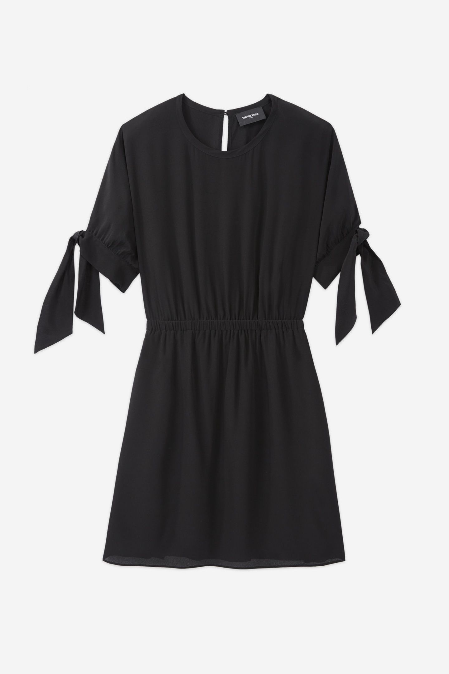 SHORT DRESS WITH SHORT SLEEVES AND ELASTIC WAIST BLACK 5