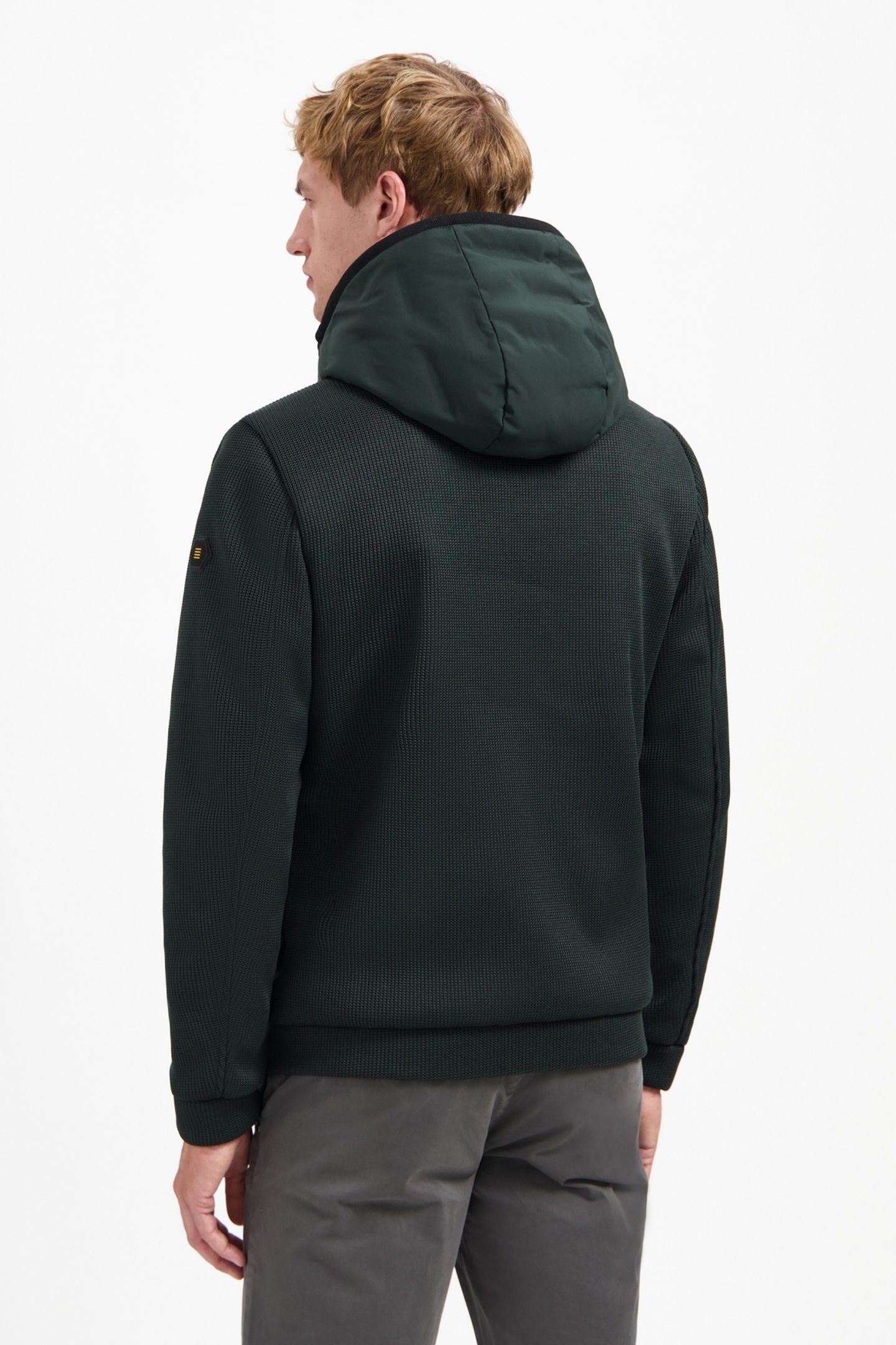 JACKET SHORT FIT SEALED HOODED KNITTED MIX DARK STEEL 4