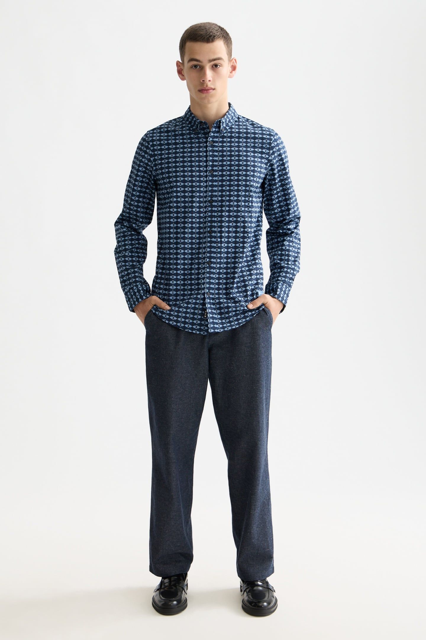 MICRO AOP SLIM-FIT SHIRT DIAMOND MICRO FADED DENIM AOP 1