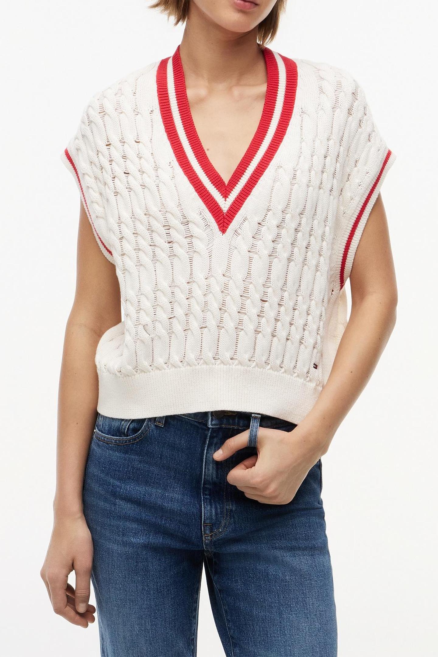 TIPPING V NECK ANCIENT WHITE 1