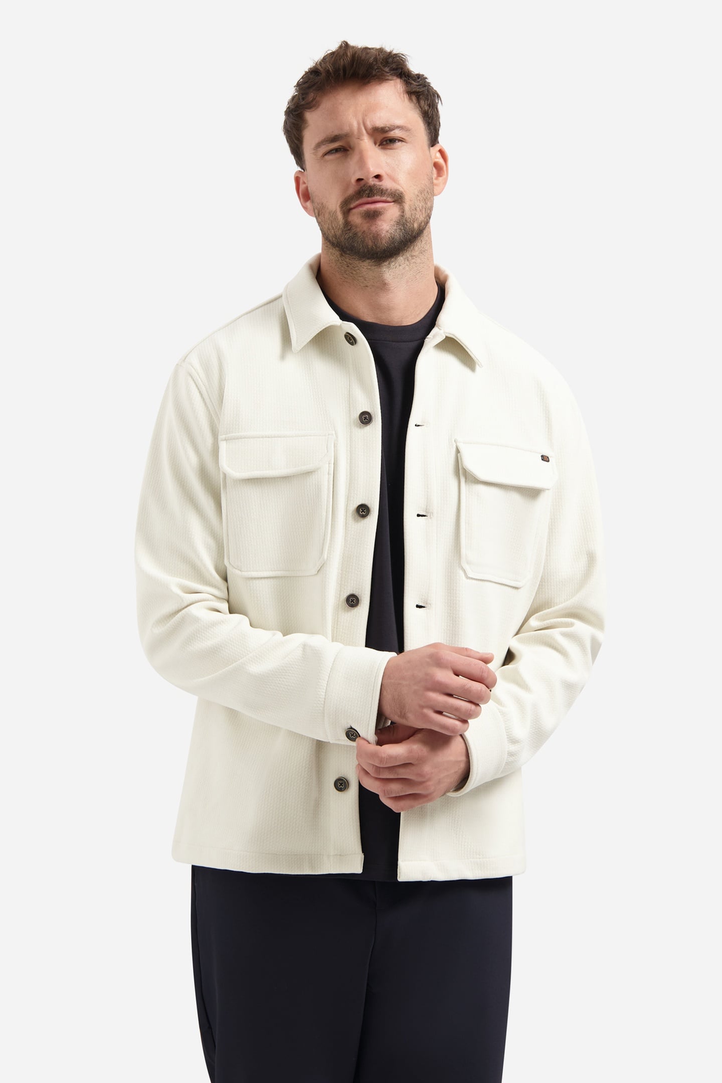 OVERSHIRT BUTTONS RELIEF SWEAT CHALK 1