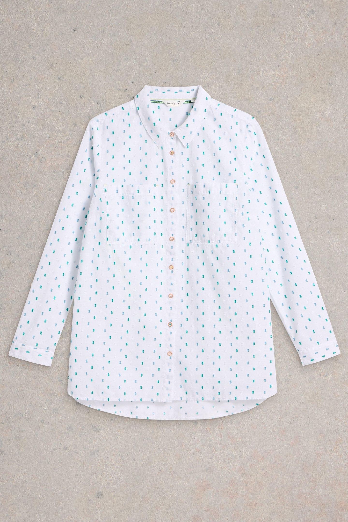 SOPHIE LONGLINE COTTON SHIRT IVORY MULTI 4