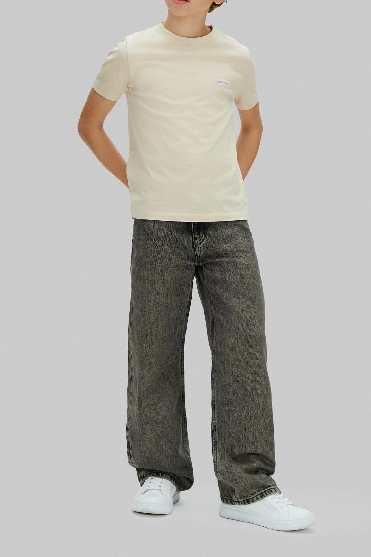 BOYS LOGO LABEL SHORT SLEEVE T-SHIRT OATMEAL 3