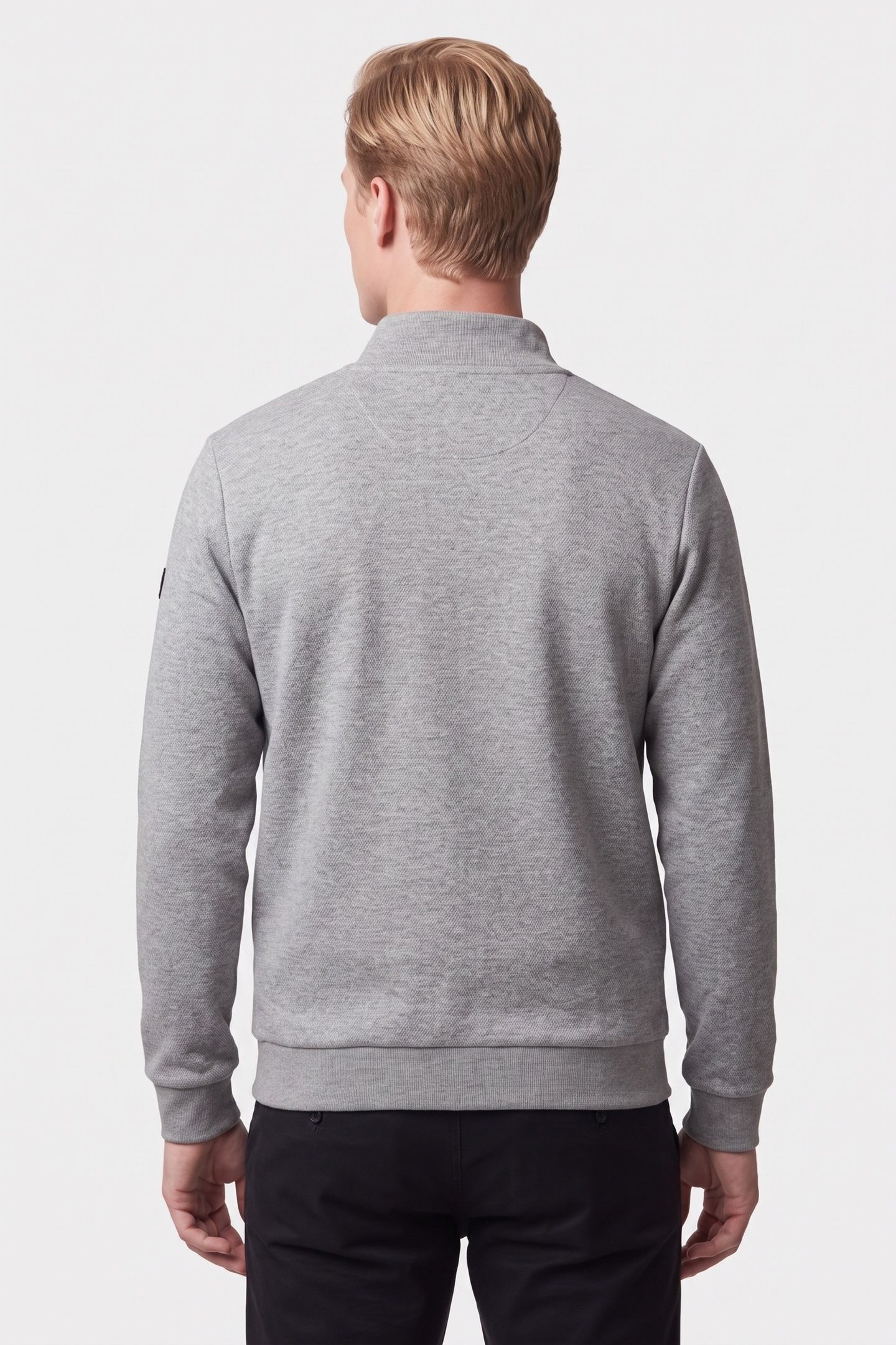SWEATER FULL ZIP STAND UP-COLLAR RELIEF GREY MELANGE 2