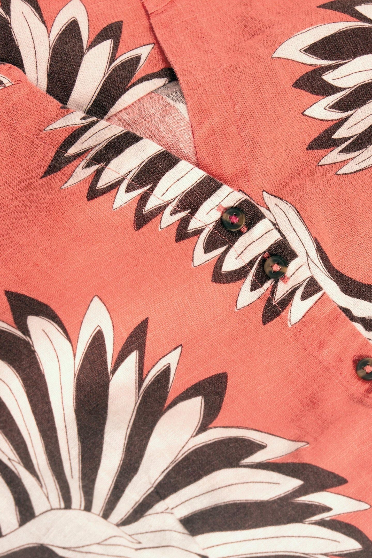 IRIS LINEN DRESS CORAL PRINT 5